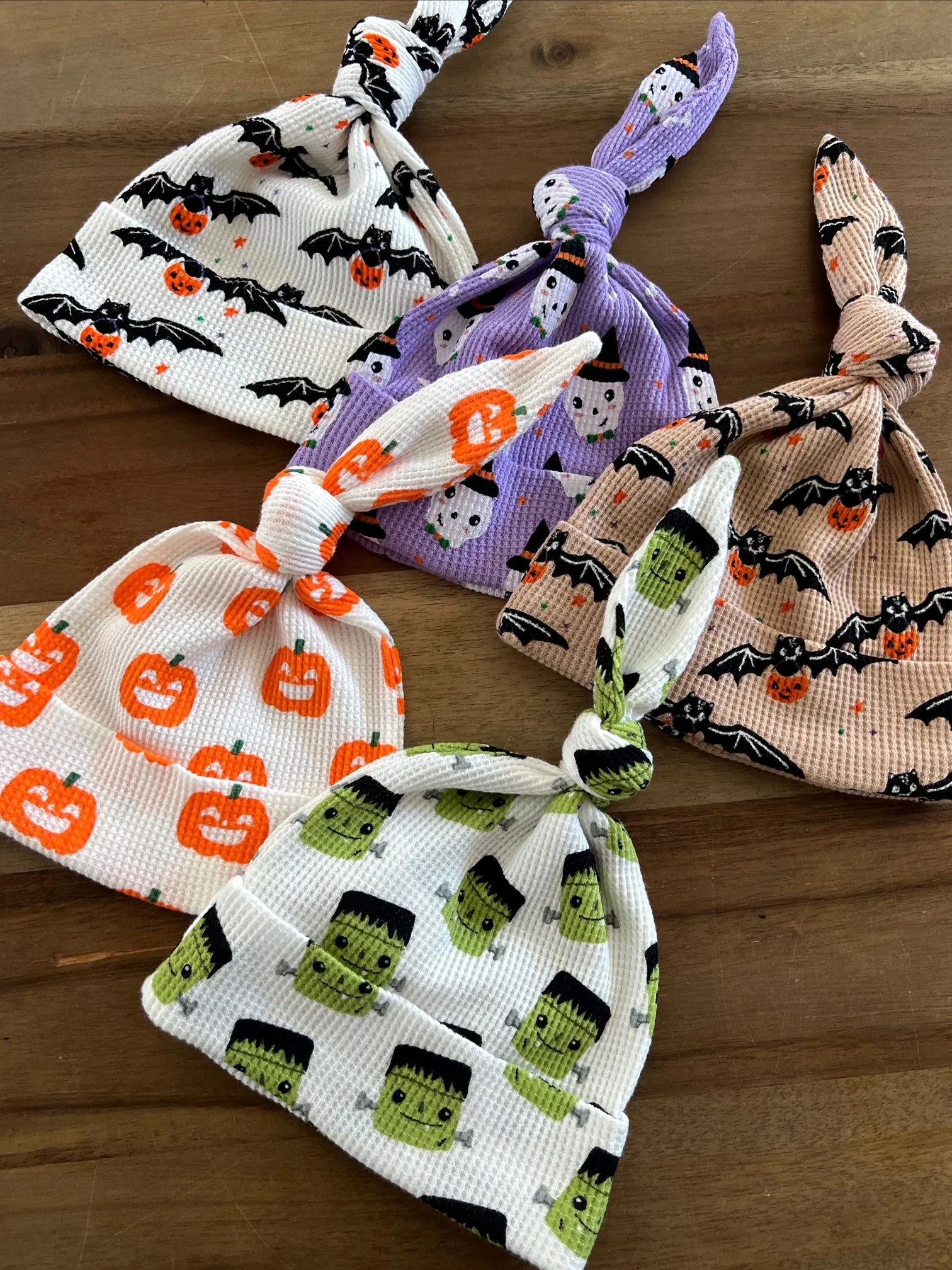 Organic Waffle Knot Beanie, Jack-O-Lantern - Image 2