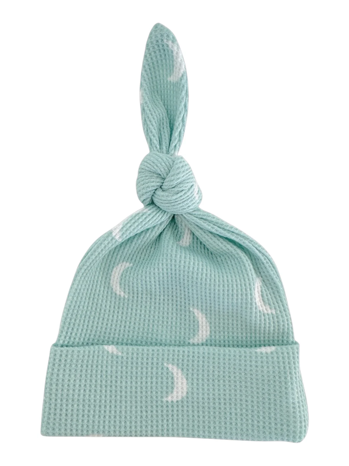 Organic Waffle Knot Beanie, Light Blue Moon - Image 2