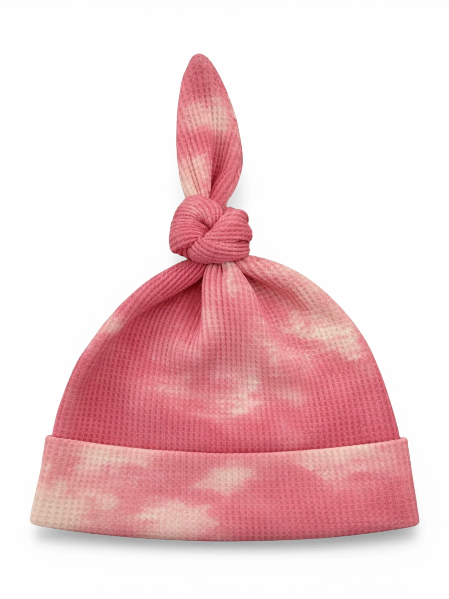 Organic Waffle Knot Beanie, Orchid Pink Tie Dye