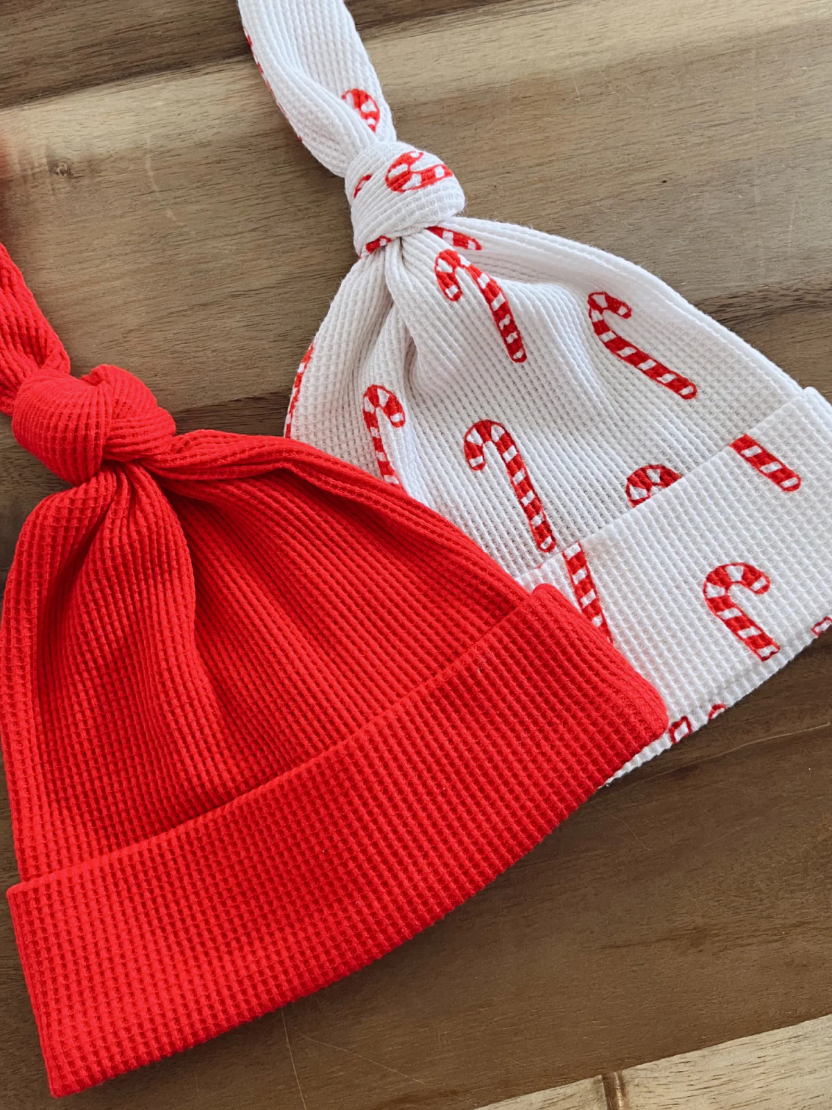 Organic Waffle Knot Beanie, Red - Image 3
