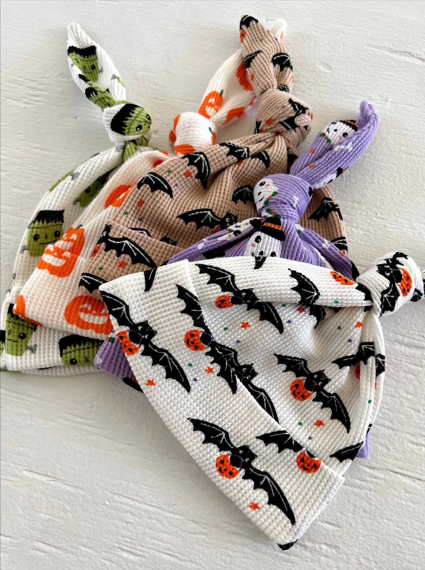 Organic Waffle Knot Beanie, Trick or Treating Bat - Image 3