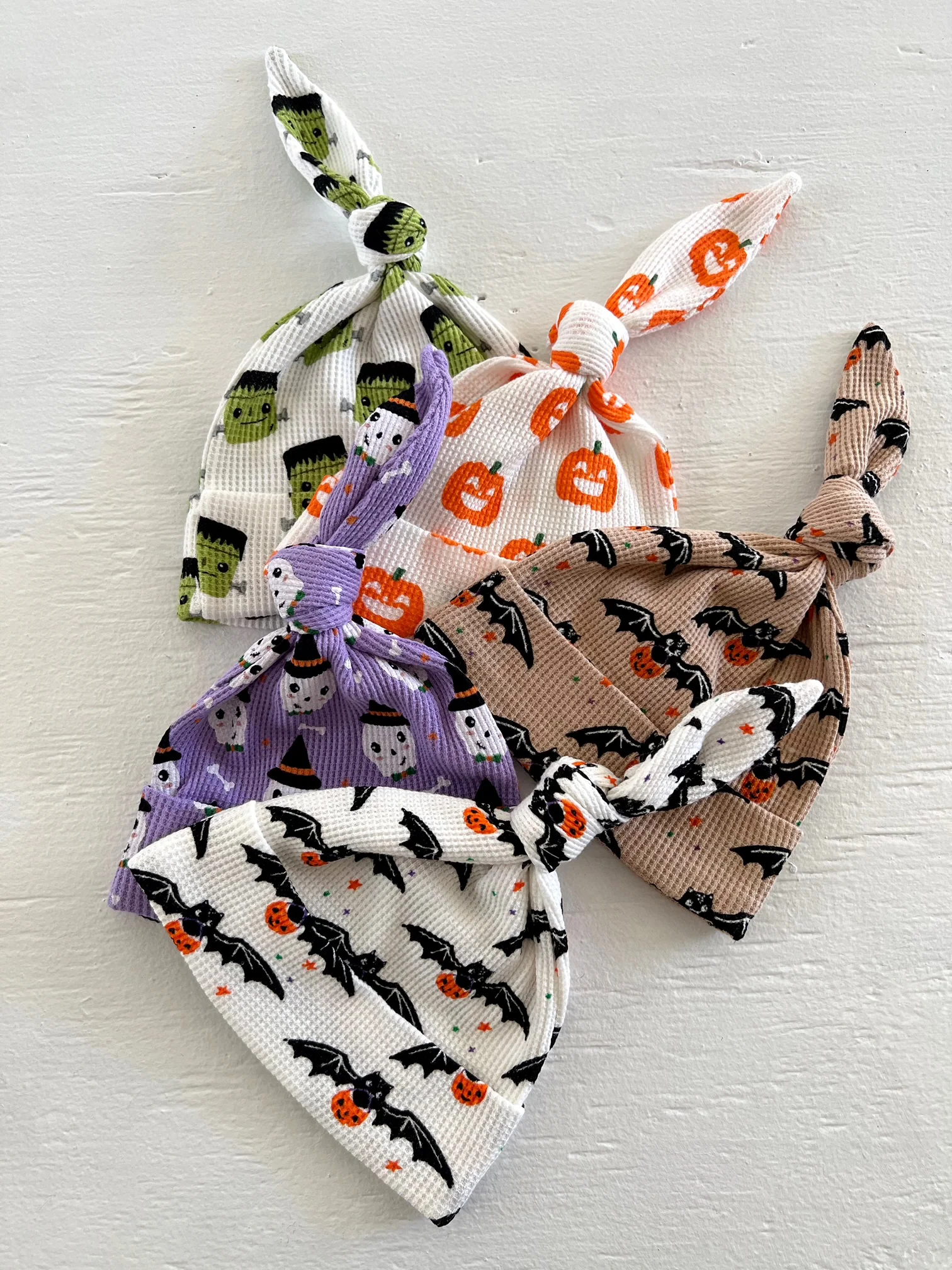 Organic Waffle Knot Beanie, Trick or Treating Bat - Image 5