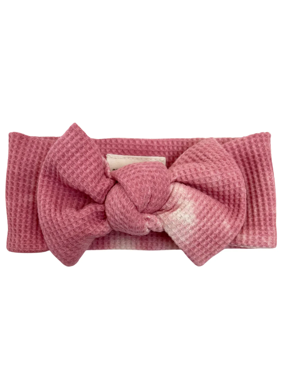 Organic Waffle Knot Bow, Orchid Pink Tie Dye - Image 2