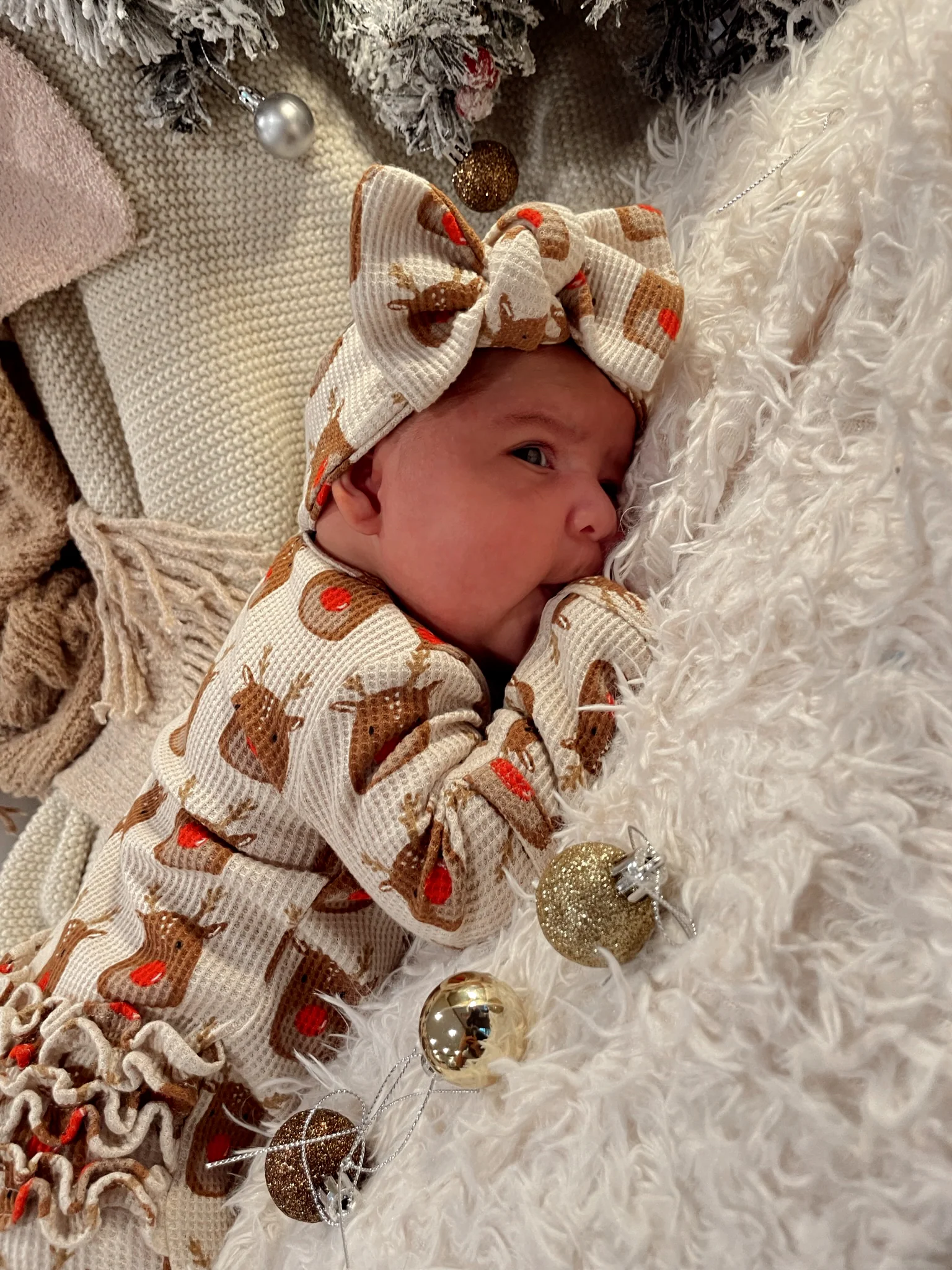 Organic Waffle Knot Bow, Reindeer - Image 4