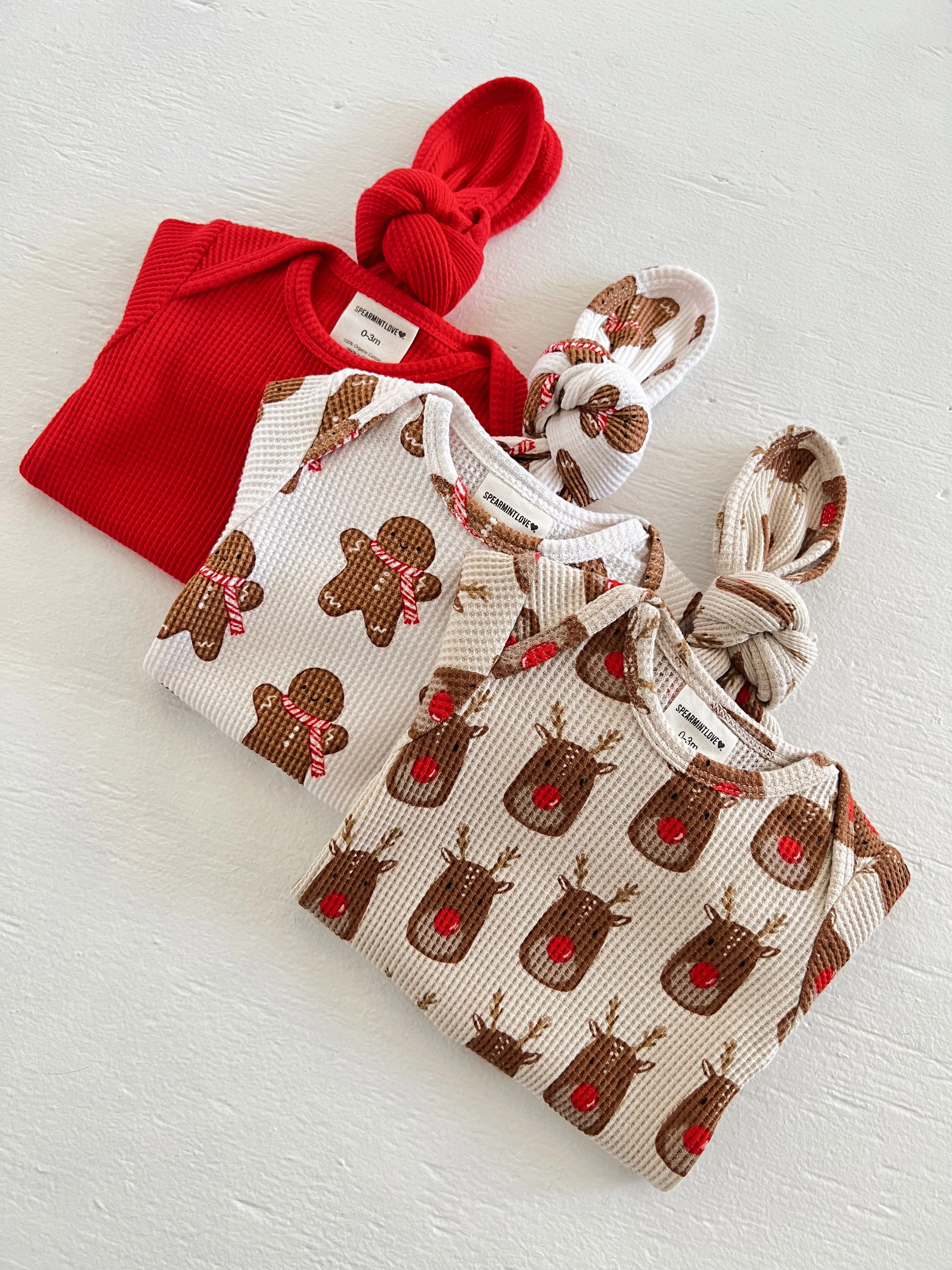 Organic Waffle Knotted Gown, Reindeer - Image 3