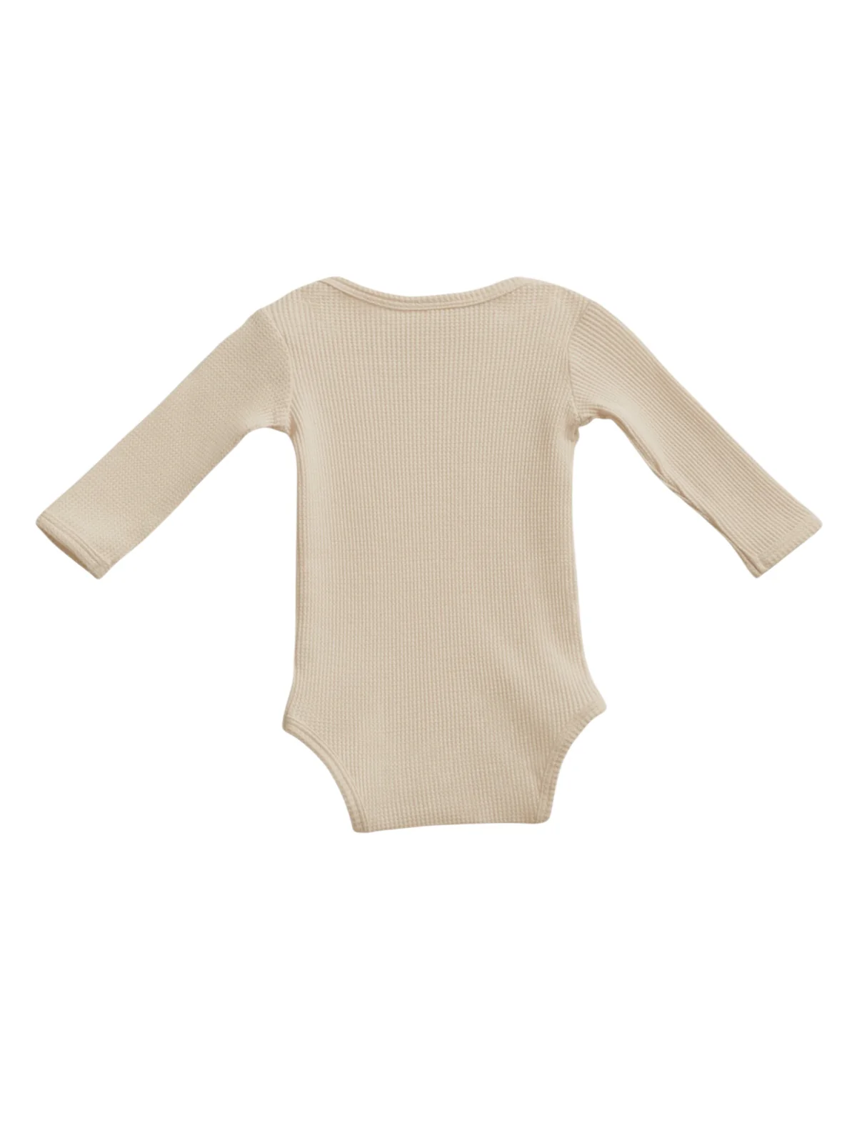 Organic Waffle Long Sleeve Bodysuit, Snow - Image 2
