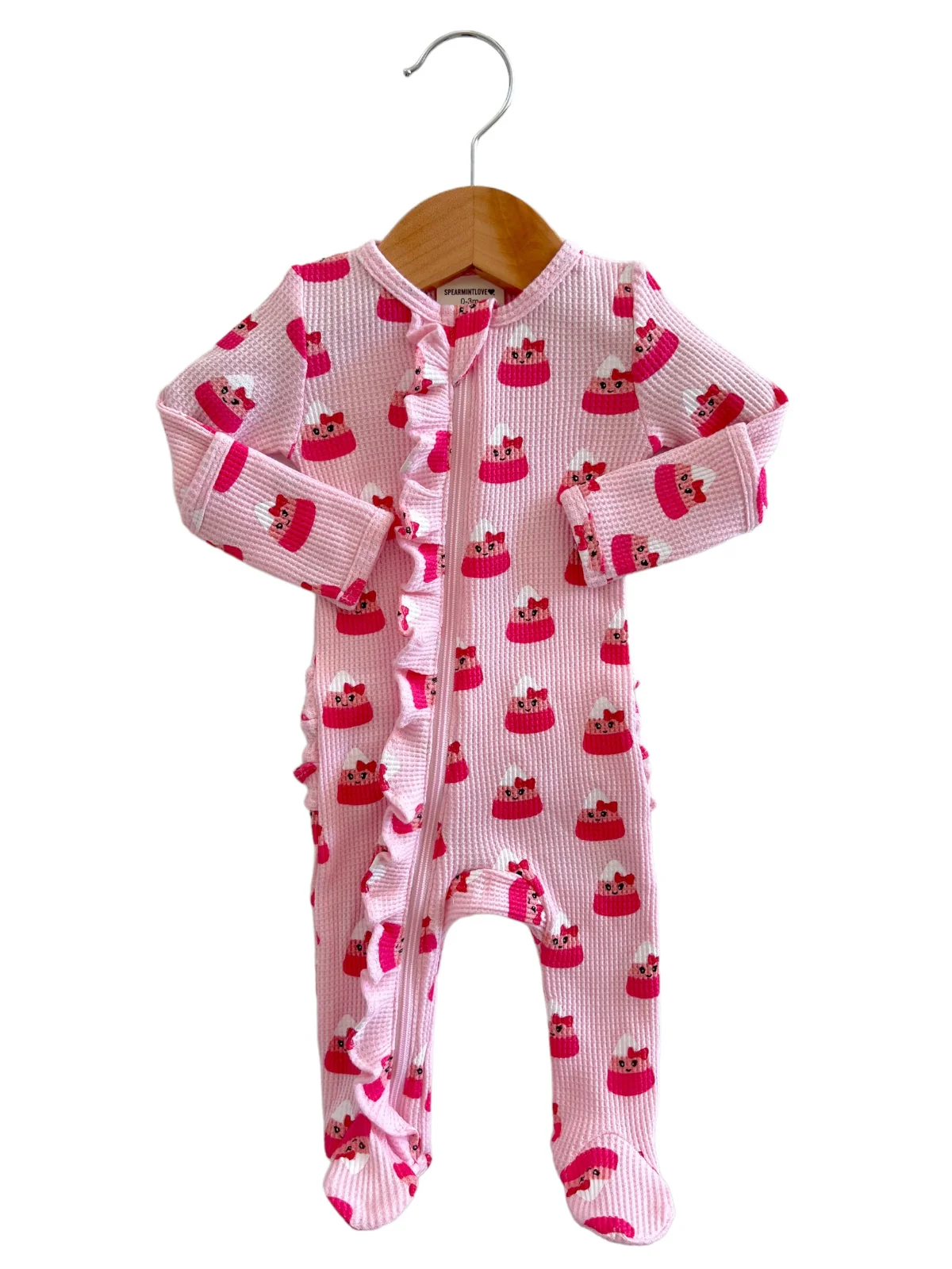 Organic Waffle Ruffle Zip Footie, Miss Candy Corn - Image 4