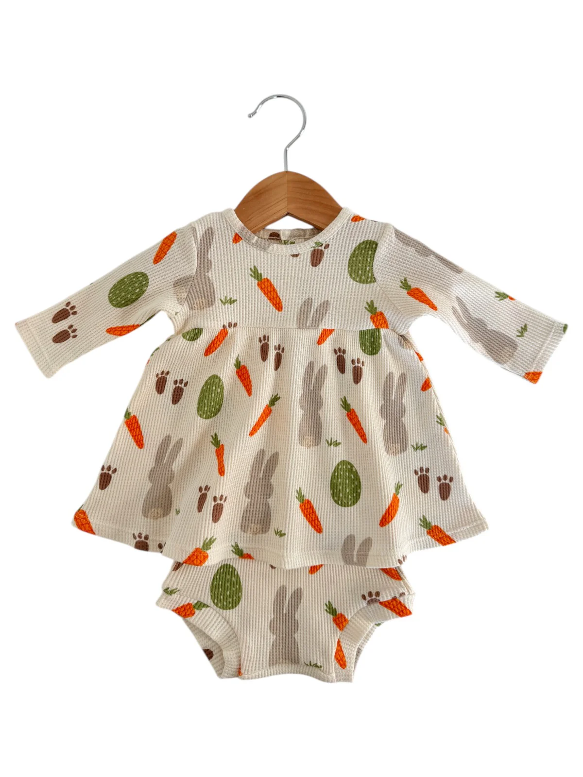 Organic Waffle Simple Dress & Bloomer, Cottontail - Image 3