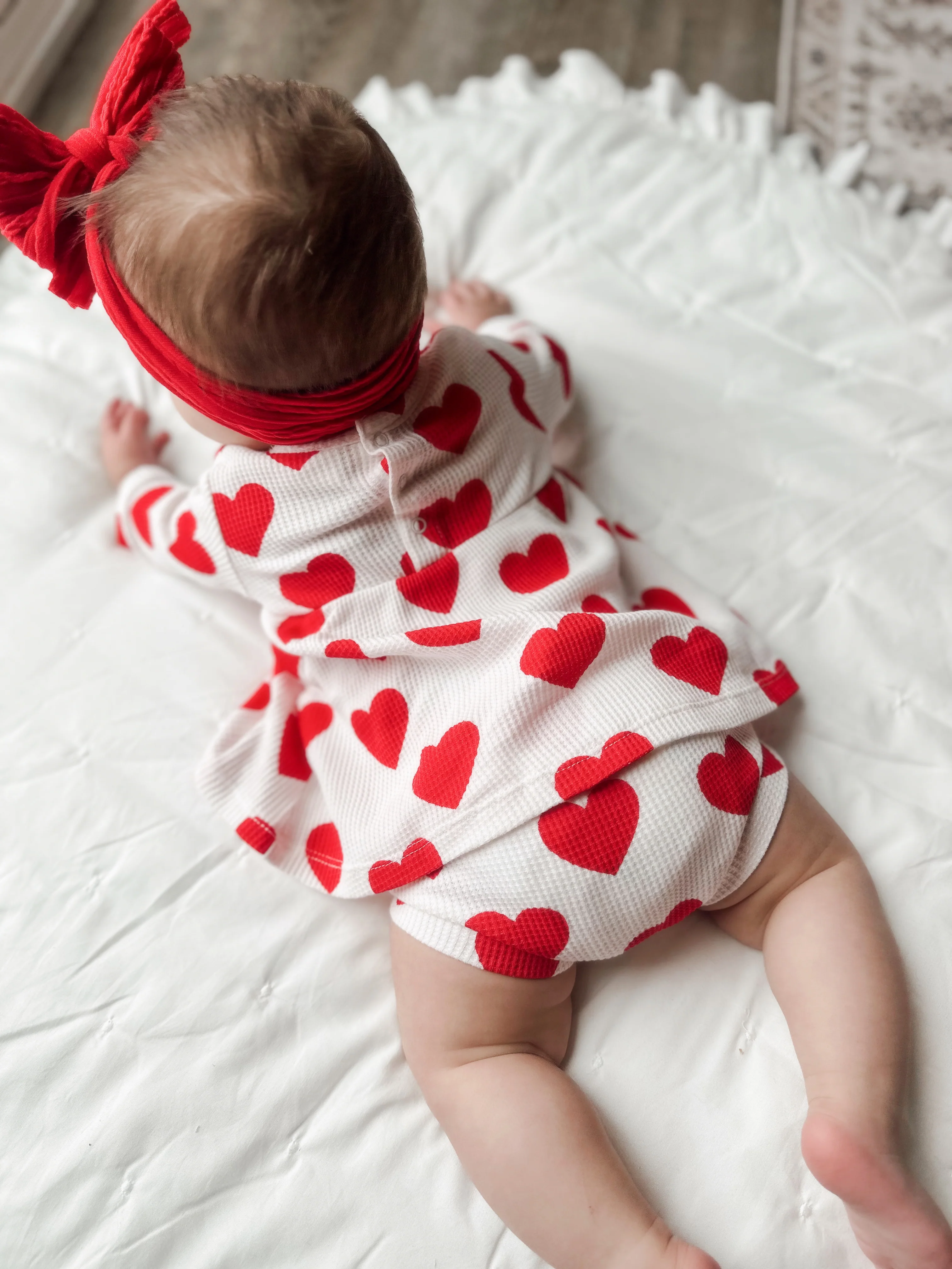 Organic Waffle Simple Dress & Bloomer, Red Heart - Image 3