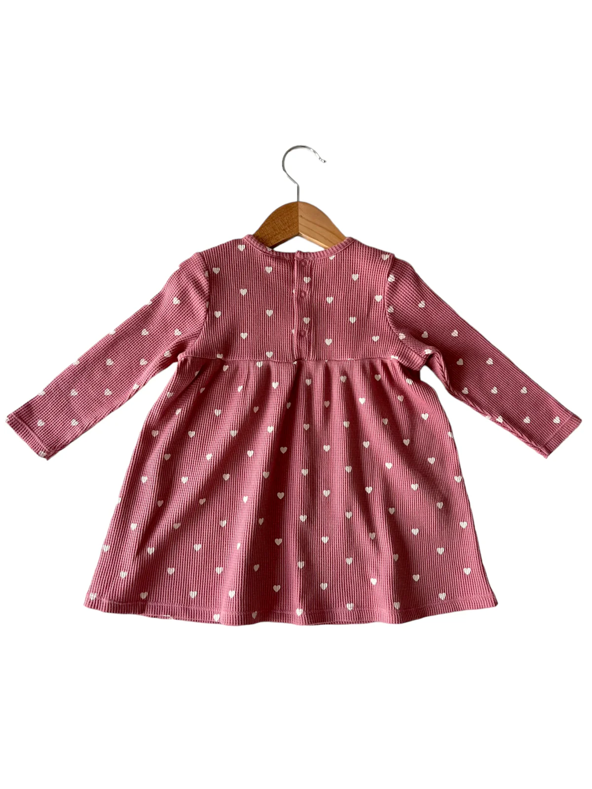Organic Waffle Simple Dress, Mauve Heart - Image 3