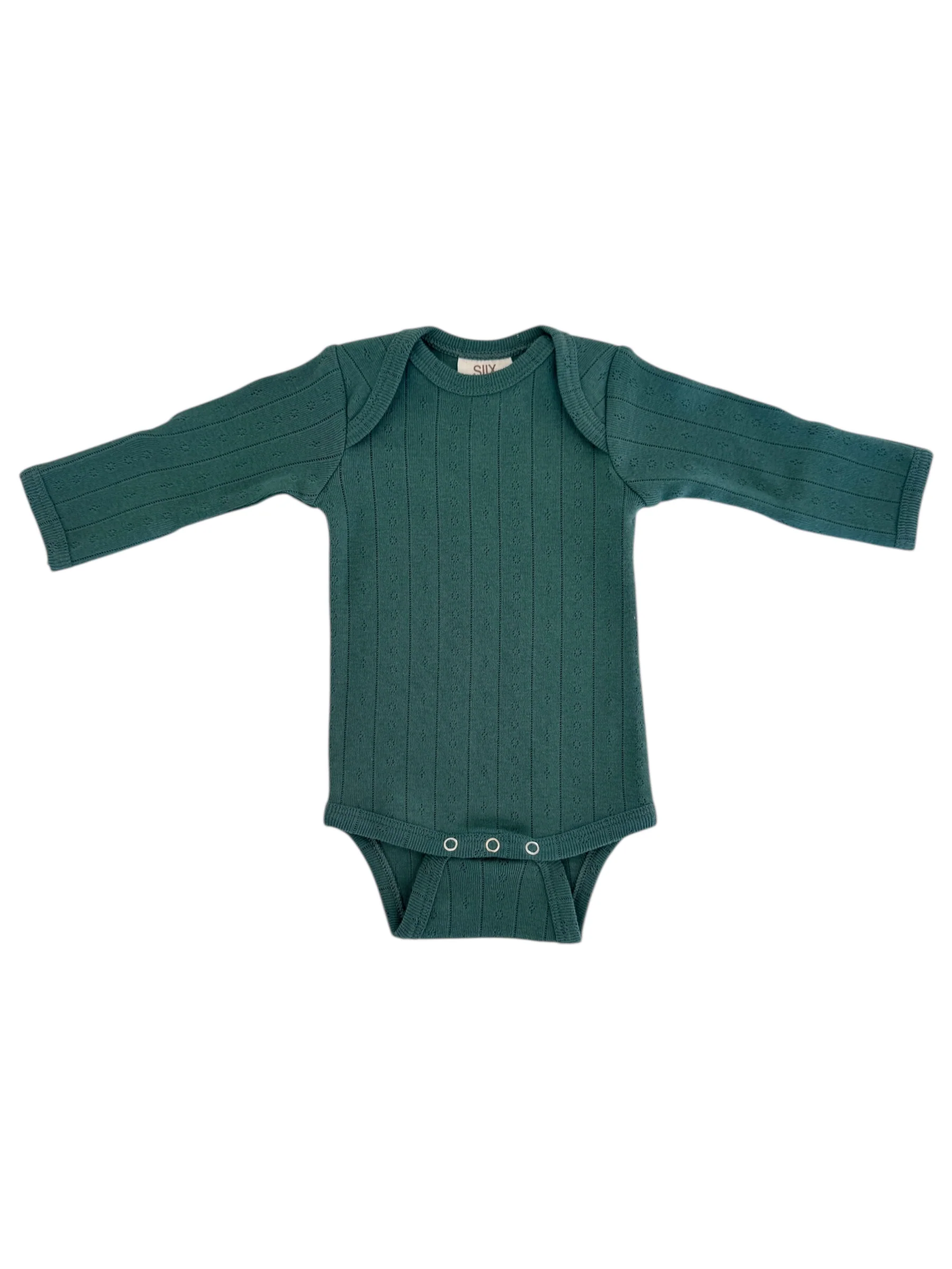 Pine / Organic Pointelle Long Sleeve Bodysuit - Image 2