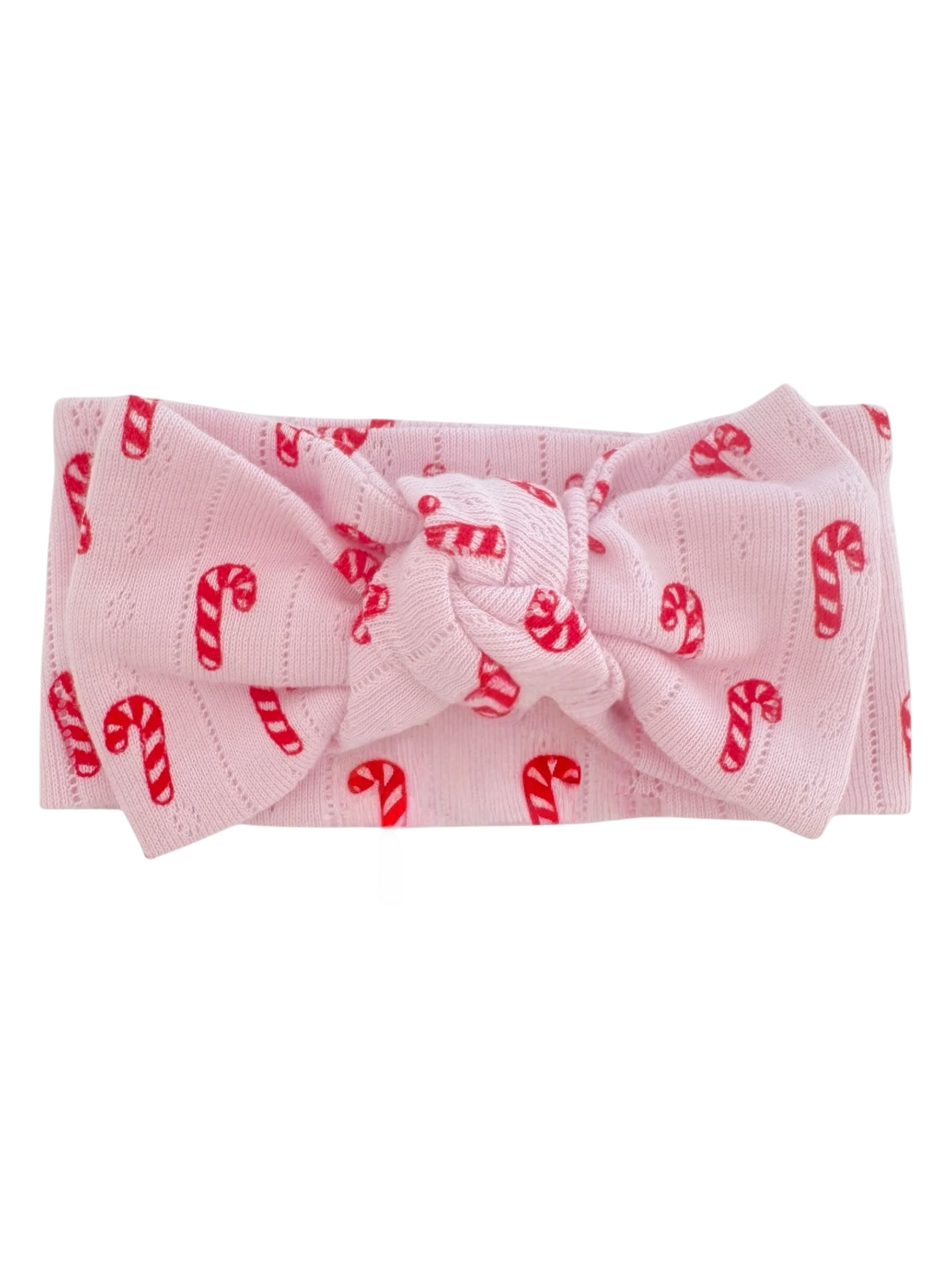 Pink Candy Cane / Organic Pointelle Bow - Image 2