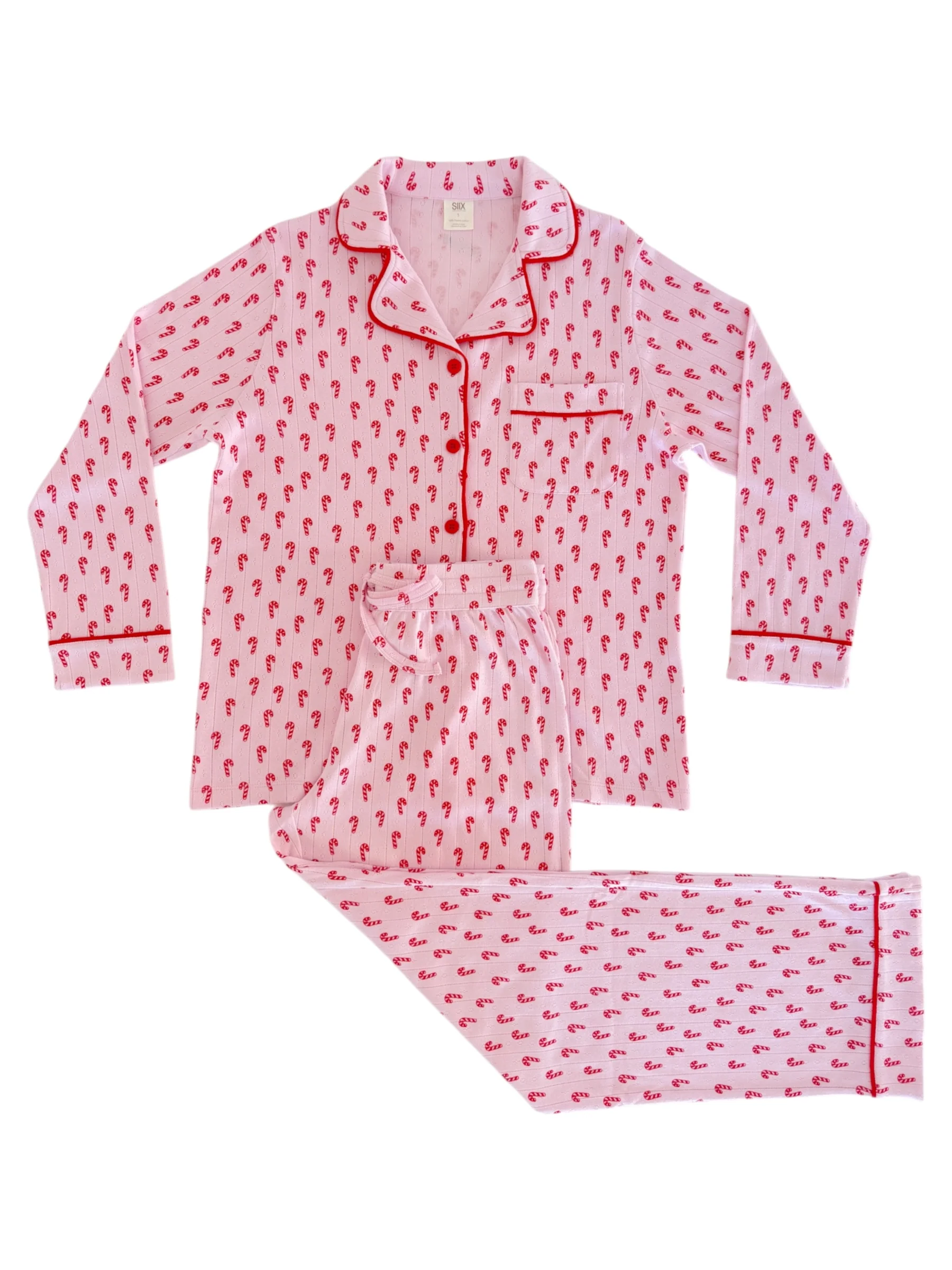 Pink Candy Cane / Organic Pointelle Women's Lounge Set - Image 3