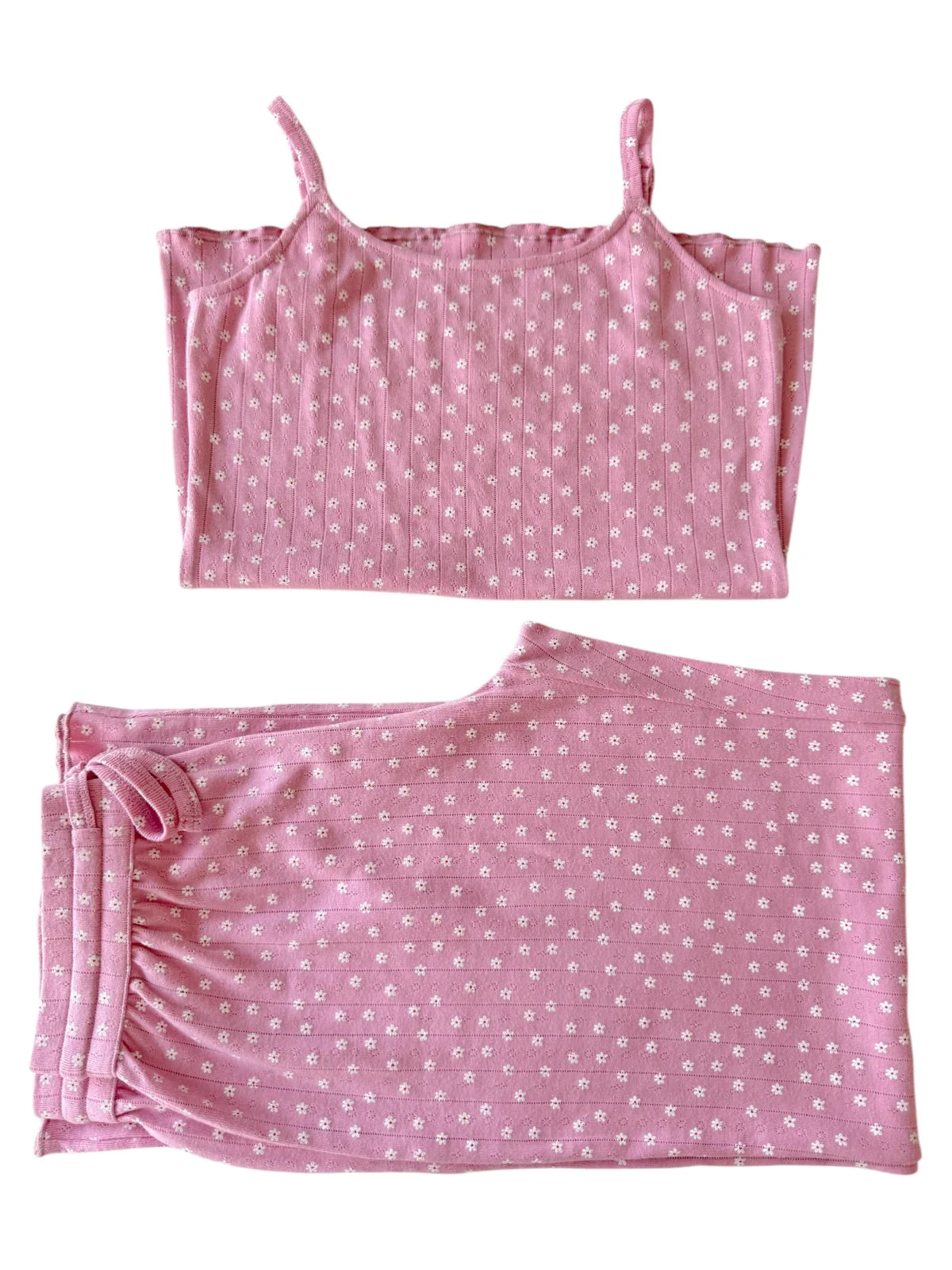 Pink Flower / Organic Pointelle Women's Cami Lounge Set - Image 2