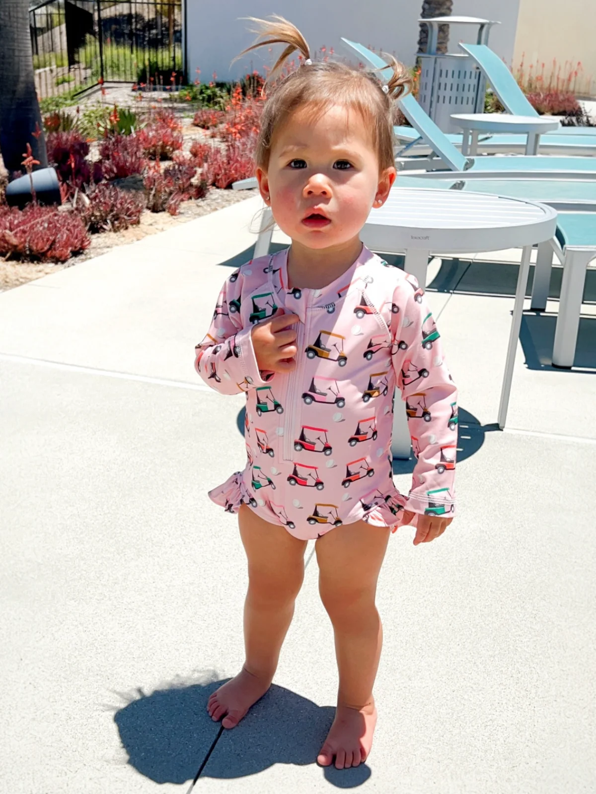 Pink Golf Cart / Skipper Rashguard Swimsuit / UPF 50+ - Image 2