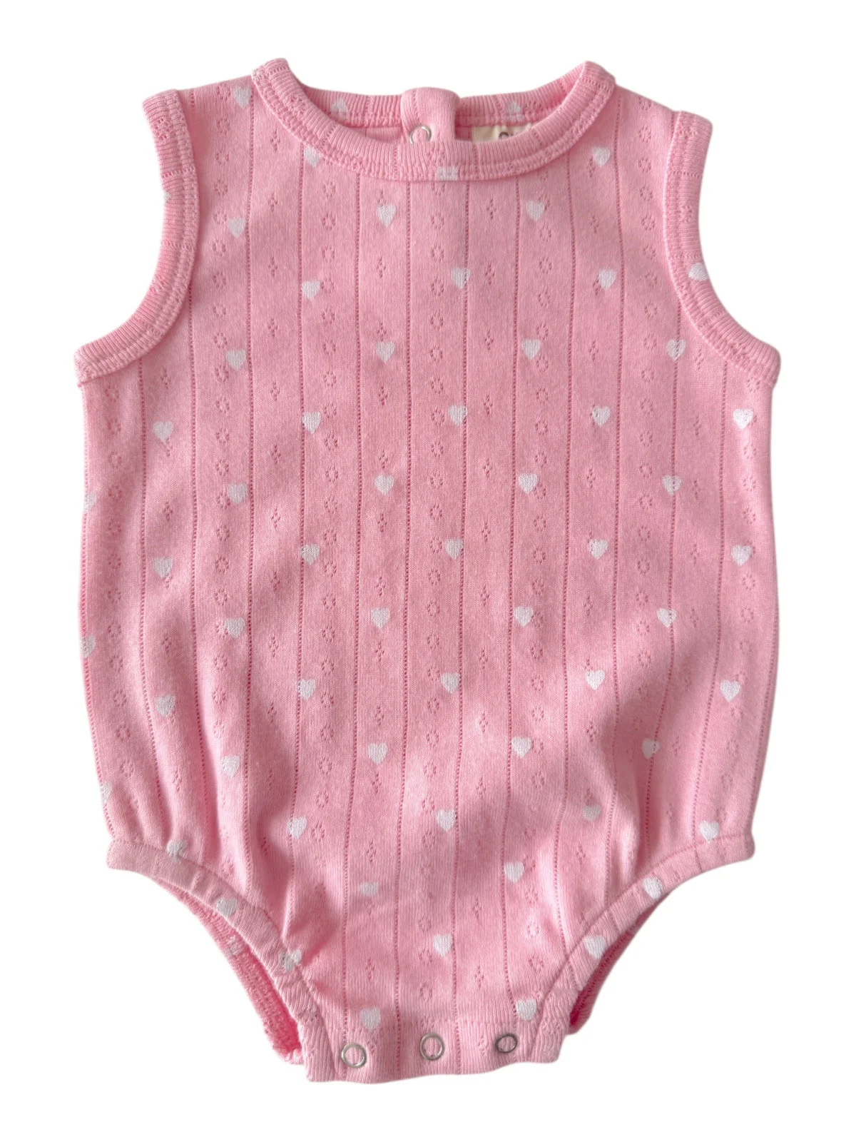 Pink with White Heart / Organic Pointelle Dune Bubble - Image 2