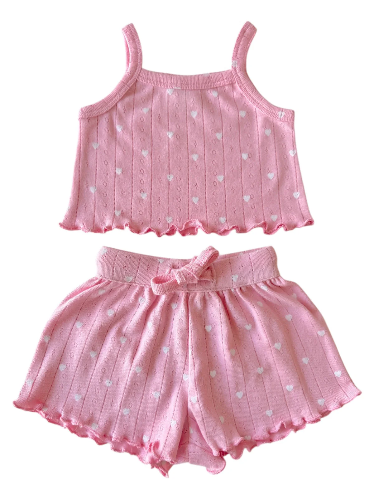 Pink with White Heart / Organic Pointelle Summer Set - Image 2