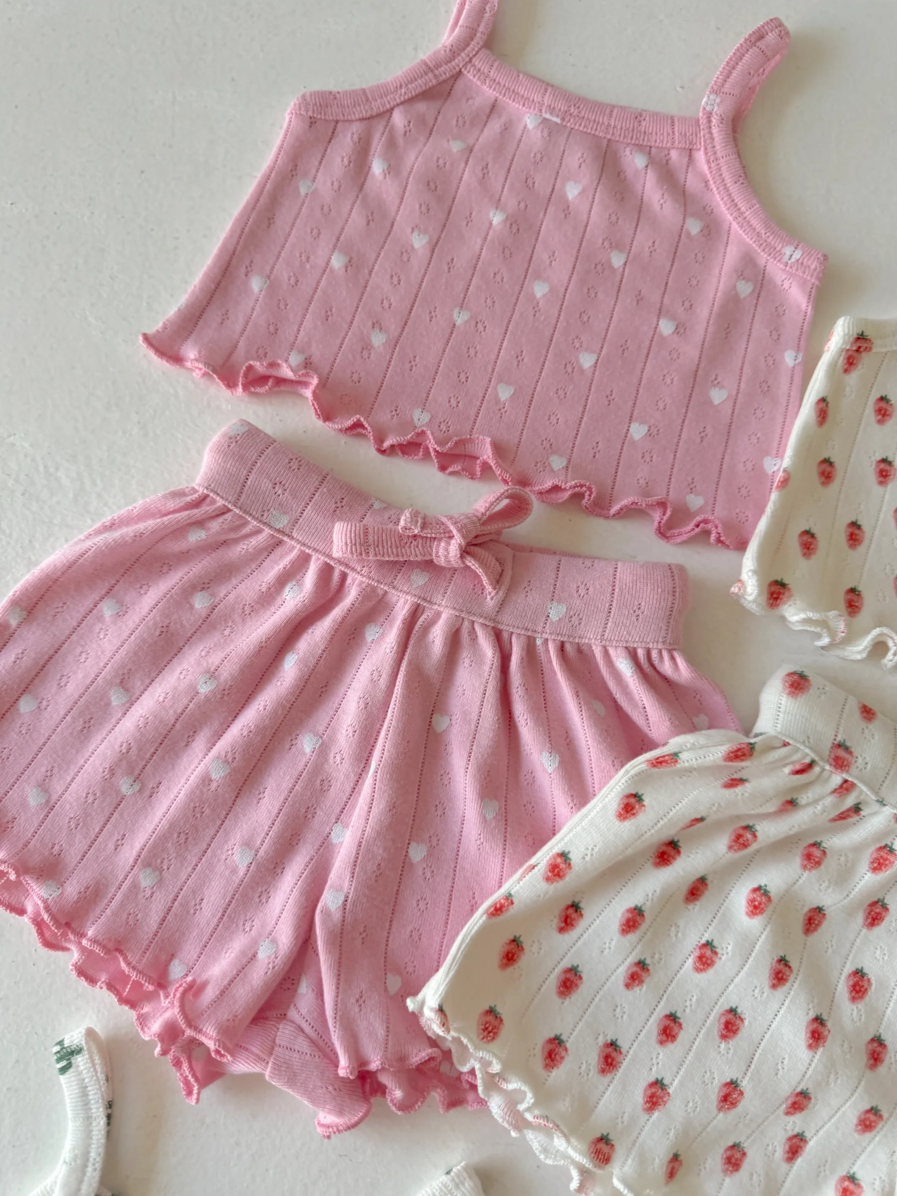 Pink with White Heart / Organic Pointelle Summer Set - Image 3