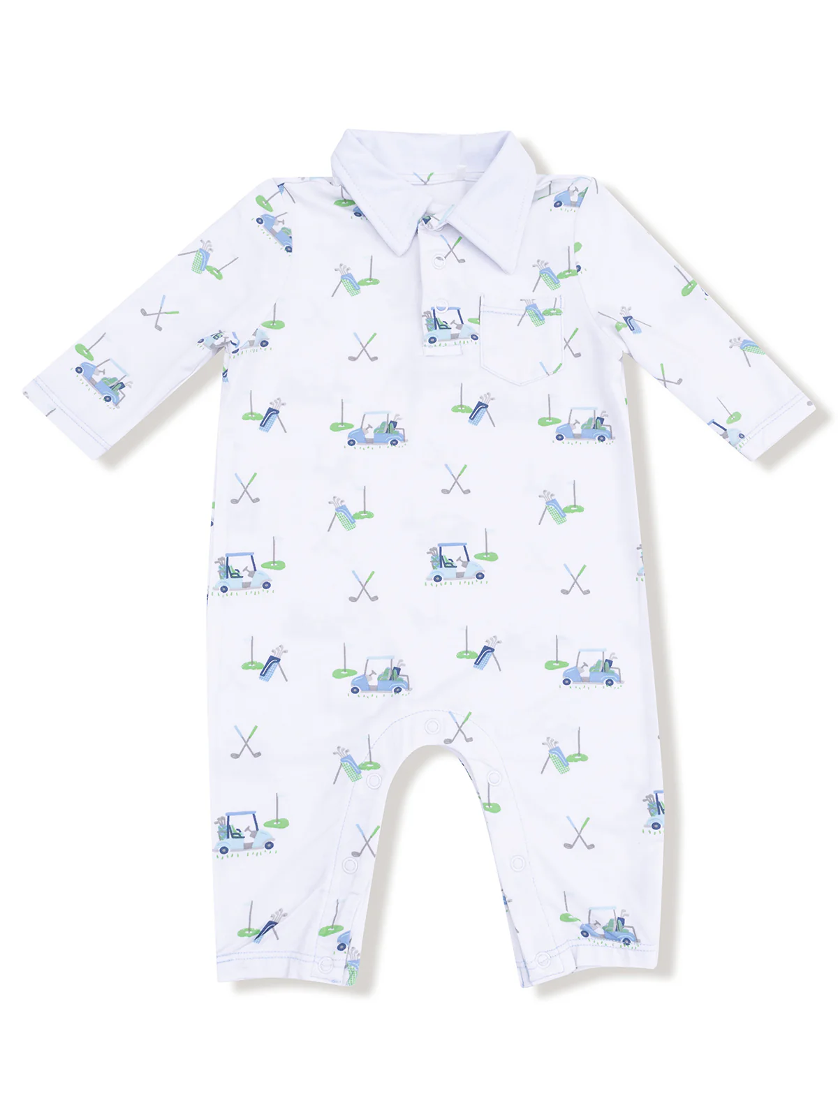 Polo Romper, Baby Golf Carts Blue