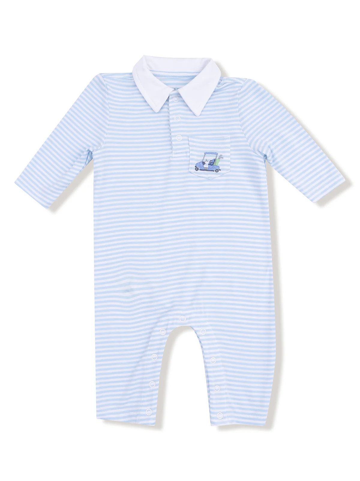 Polo Romper, Baby Golf Carts Blue Stripe