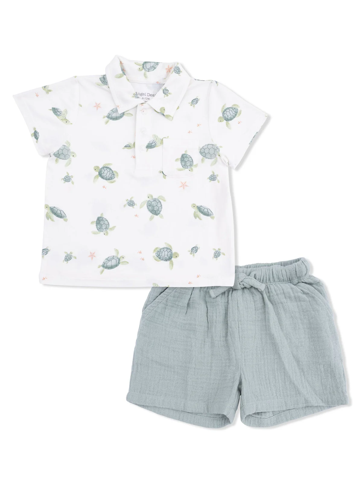 Polo Shirt & Casual Short Set, Sea Turtles - Image 2
