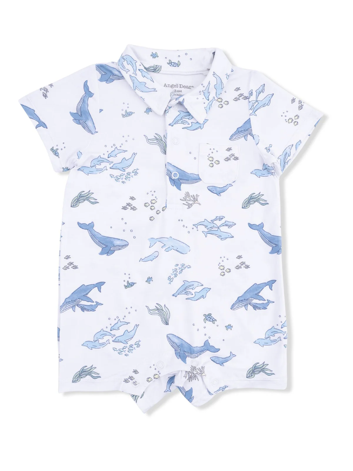 Polo Shortie, Watercolor Blue Whales