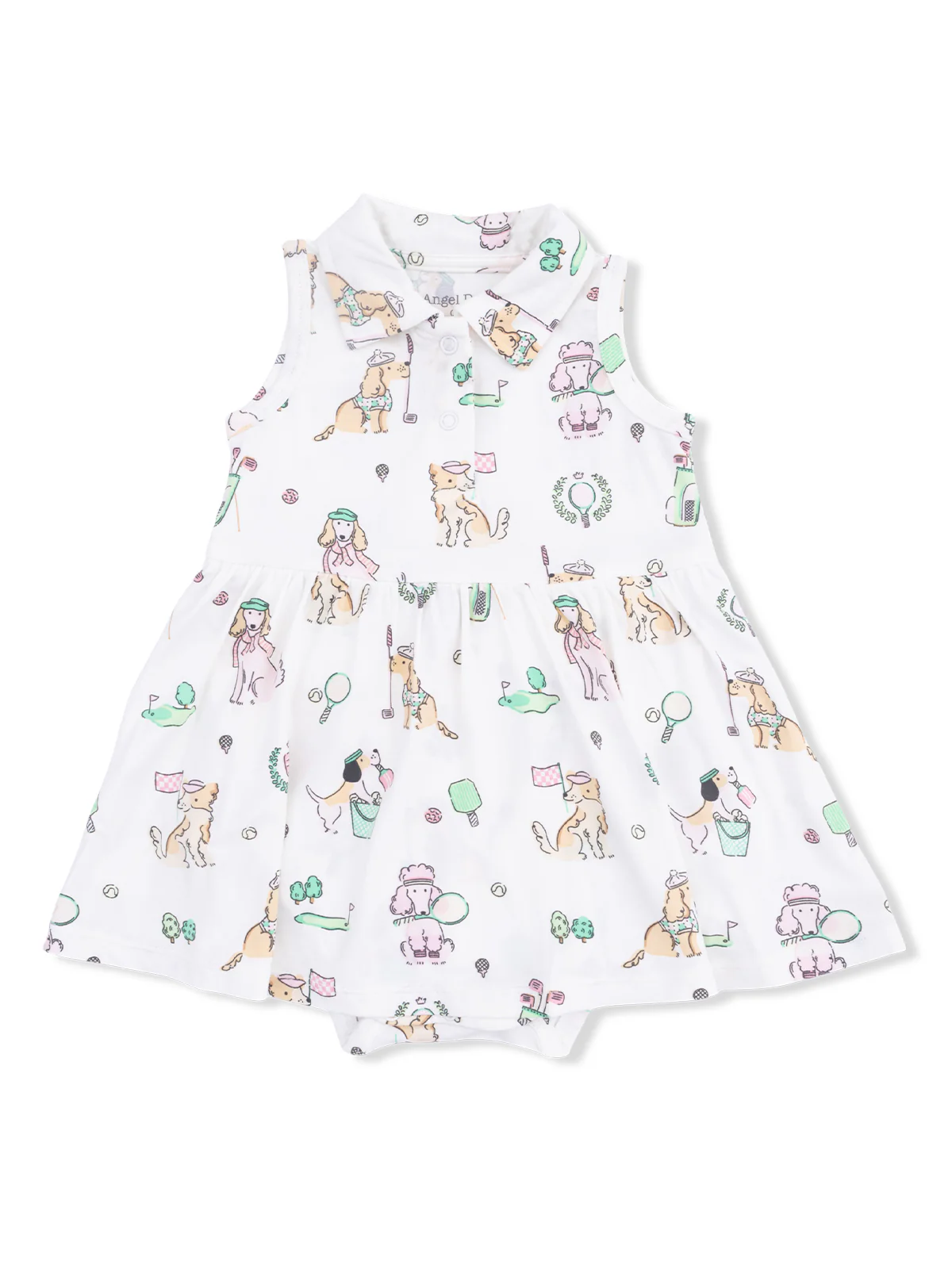 Polo Tennis Bodysuit Dress, Country Club Dogs Pink