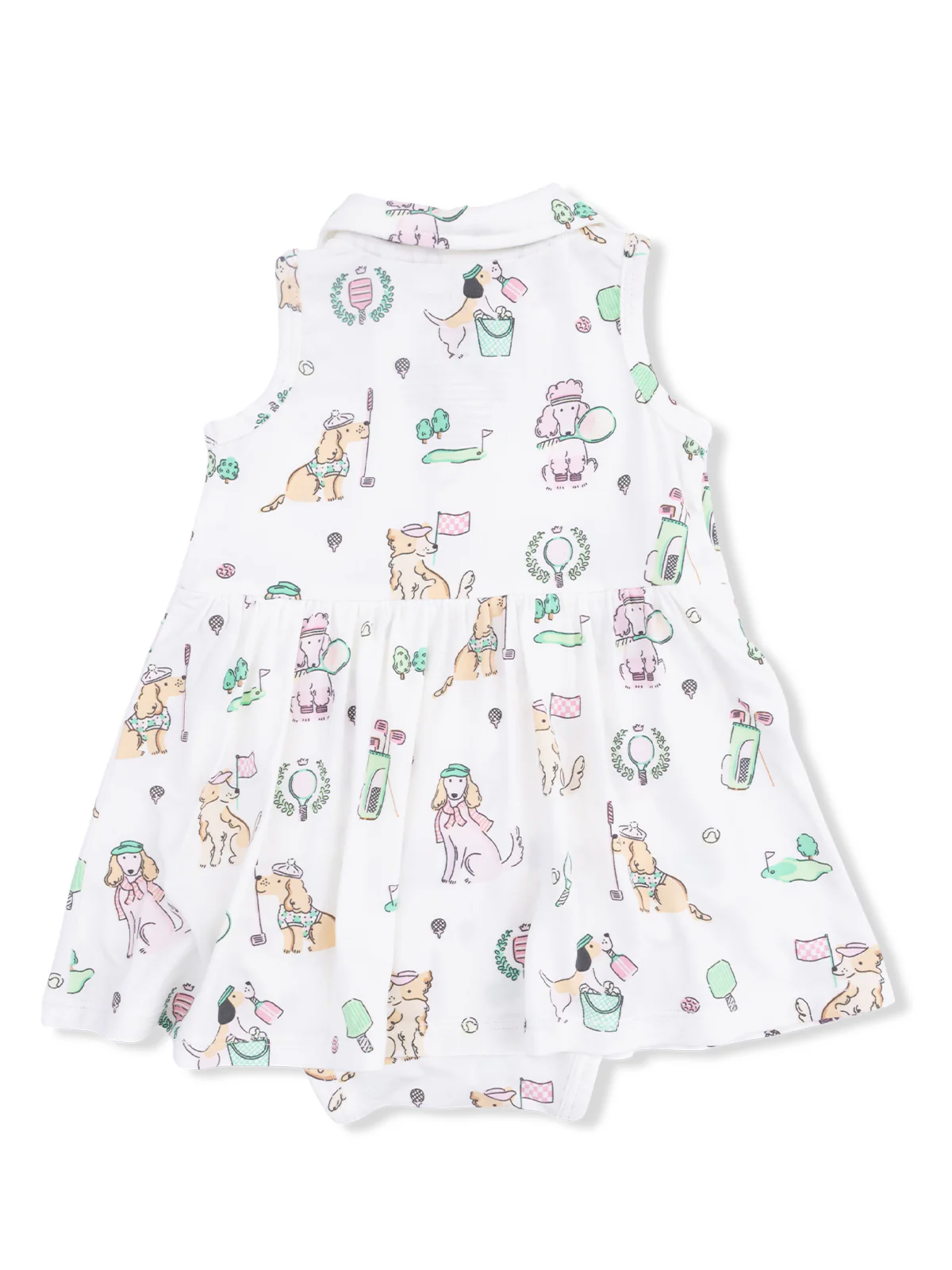Polo Tennis Bodysuit Dress, Country Club Dogs Pink - Image 2