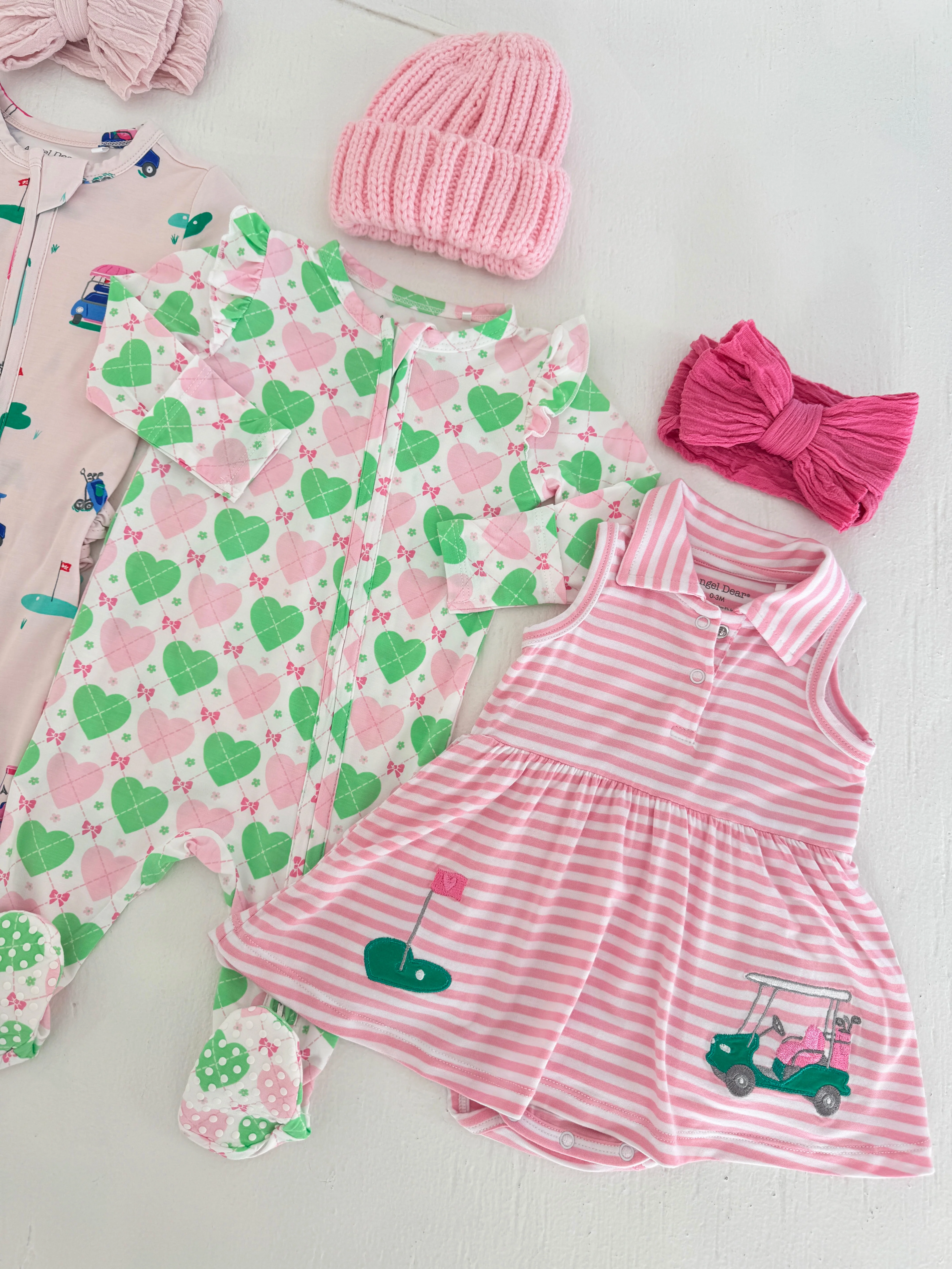 2-Way Zip Ruffle Sleeve Footie, Heart Argyle - Image 4