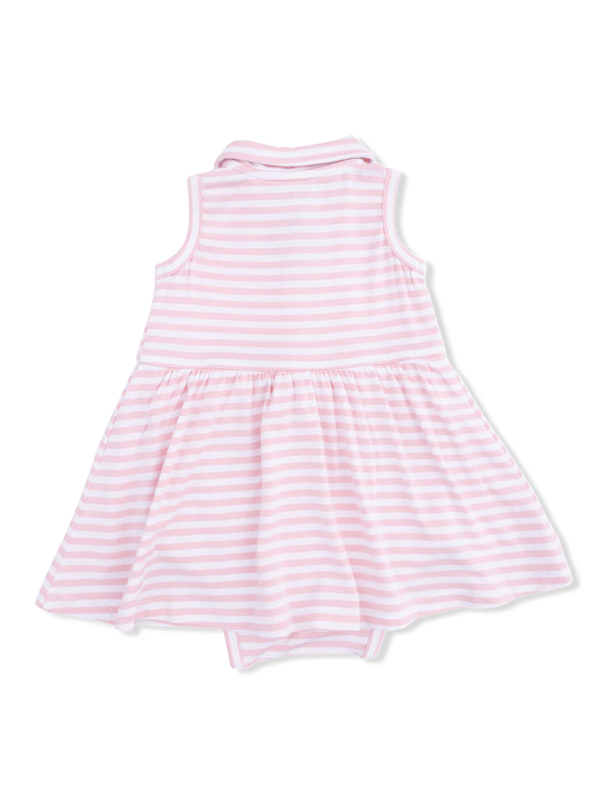Polo Tennis Bodysuit Dress, Pink Striped Golf - Image 3