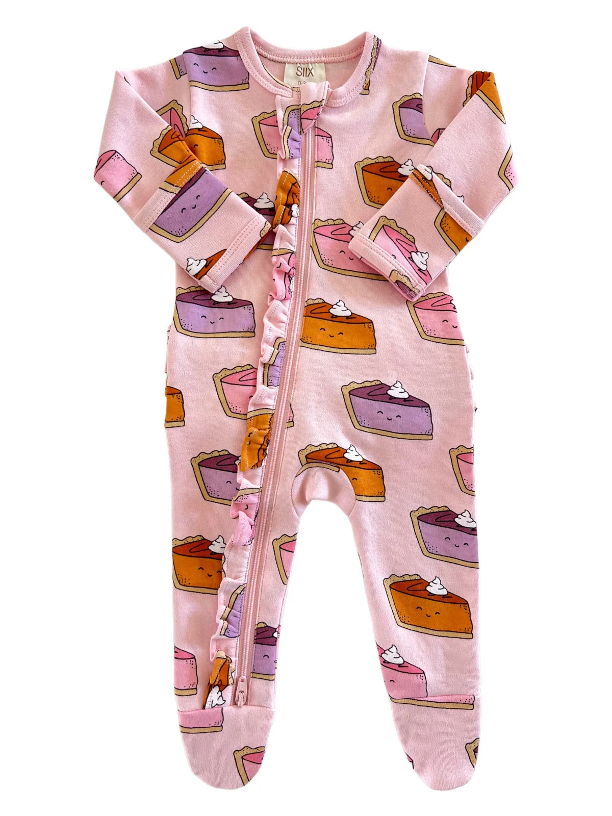 Pumpkin Pie / Organic Frill Zip Footie - Image 2