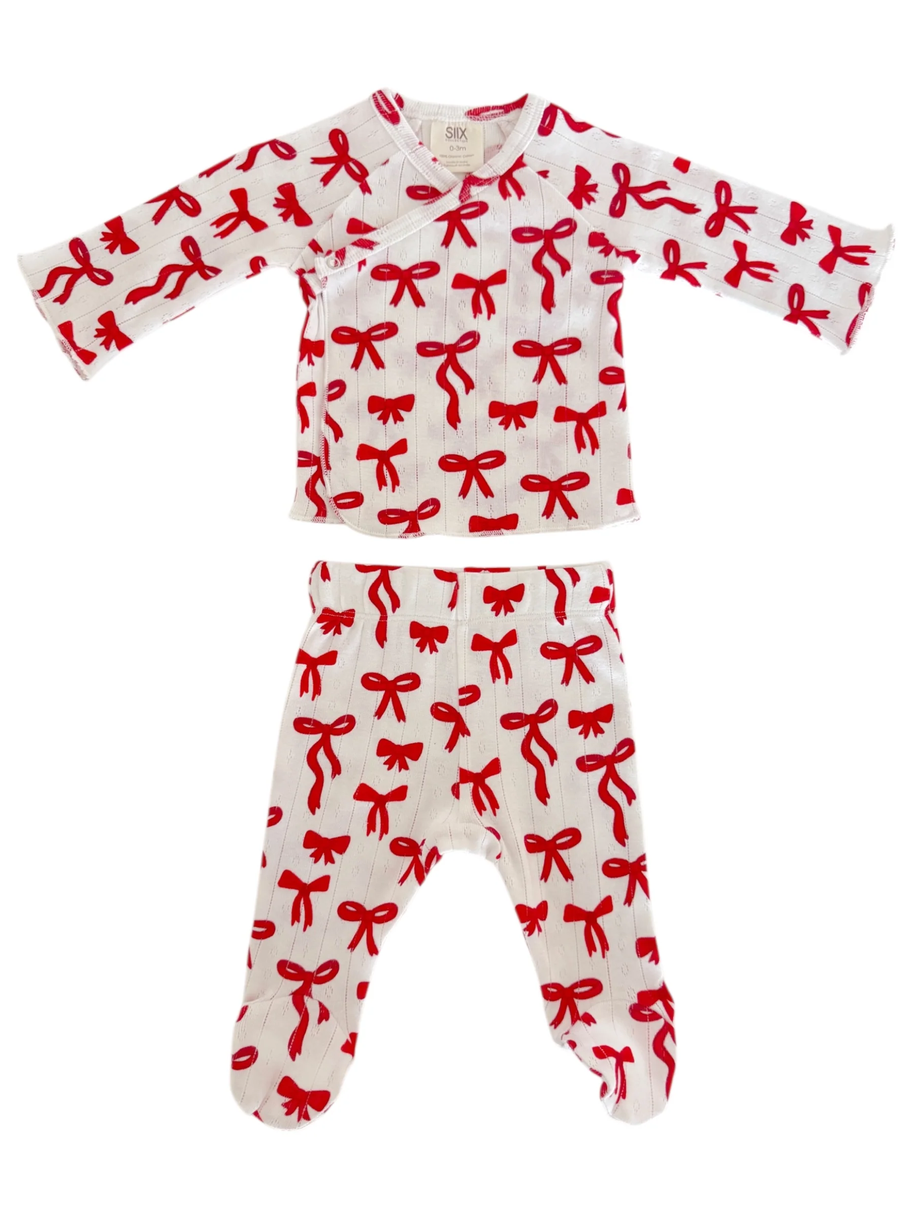Red Bows / Organic Pointelle Newborn Set - Image 2