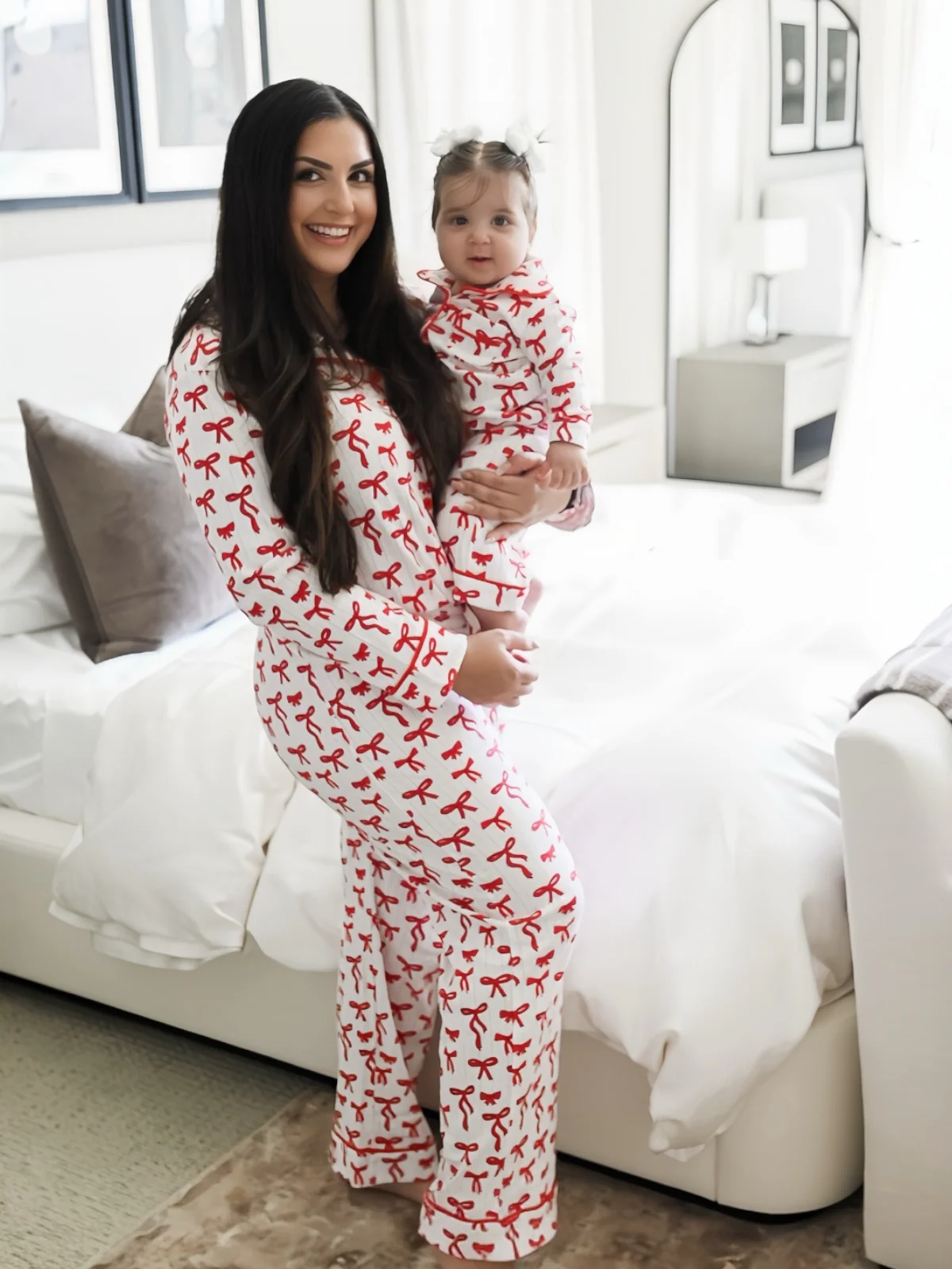 Red Bows / Organic Pointelle Women's Lounge Set - Image 4