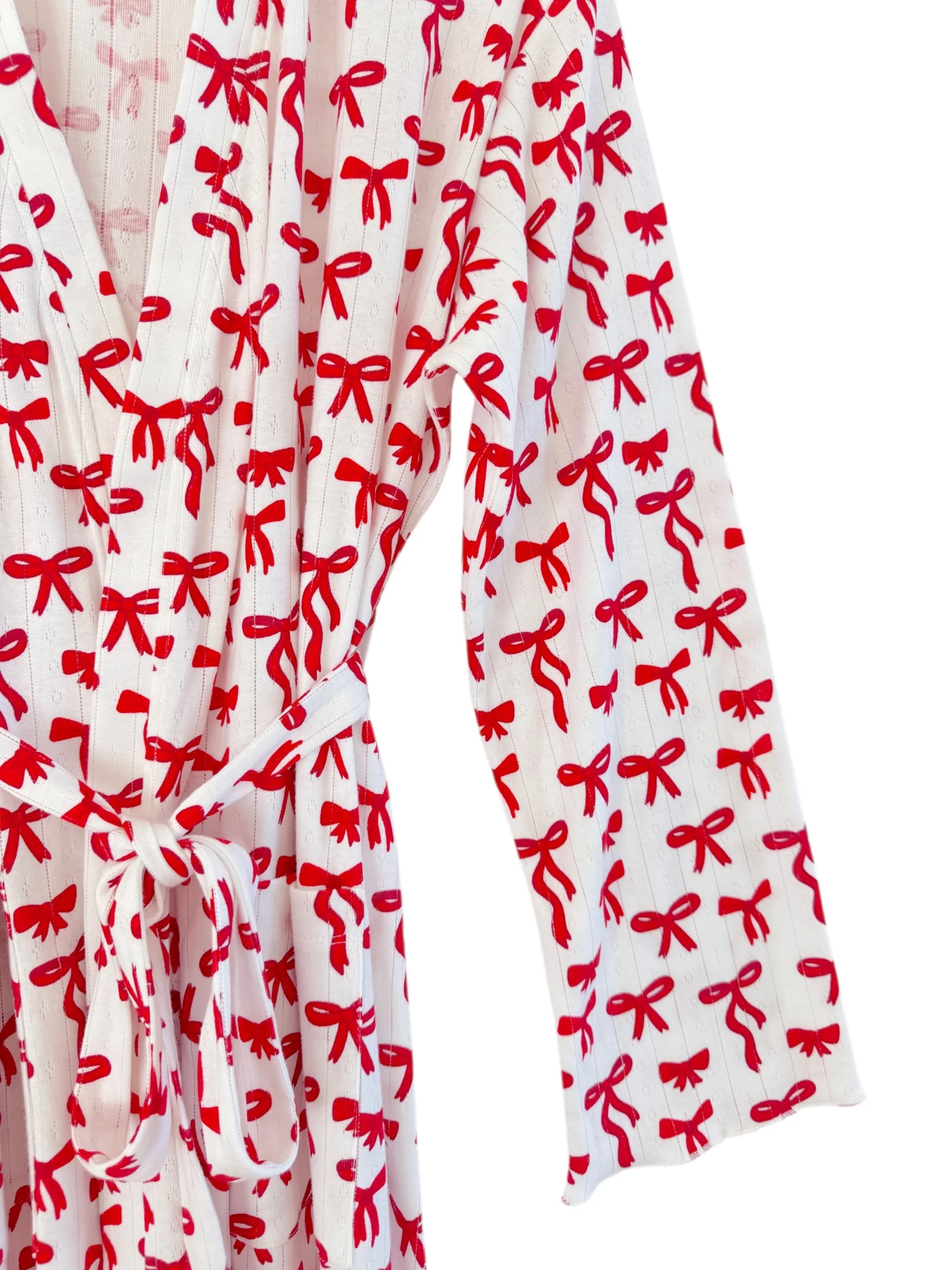 Red Bows / Organic Pointelle Women's Robe - Image 2