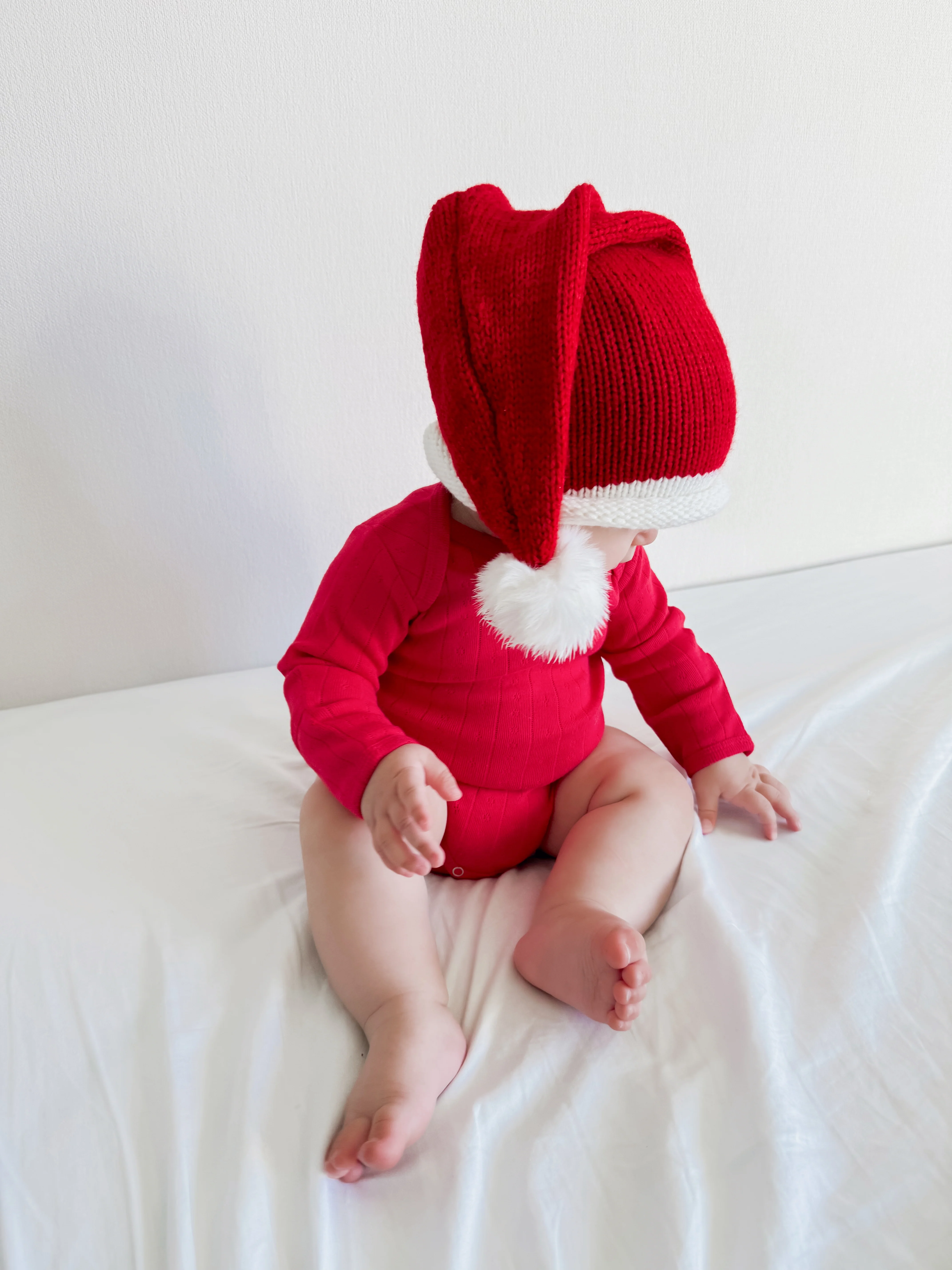 Red / Organic Pointelle Long Sleeve Bodysuit - Image 2