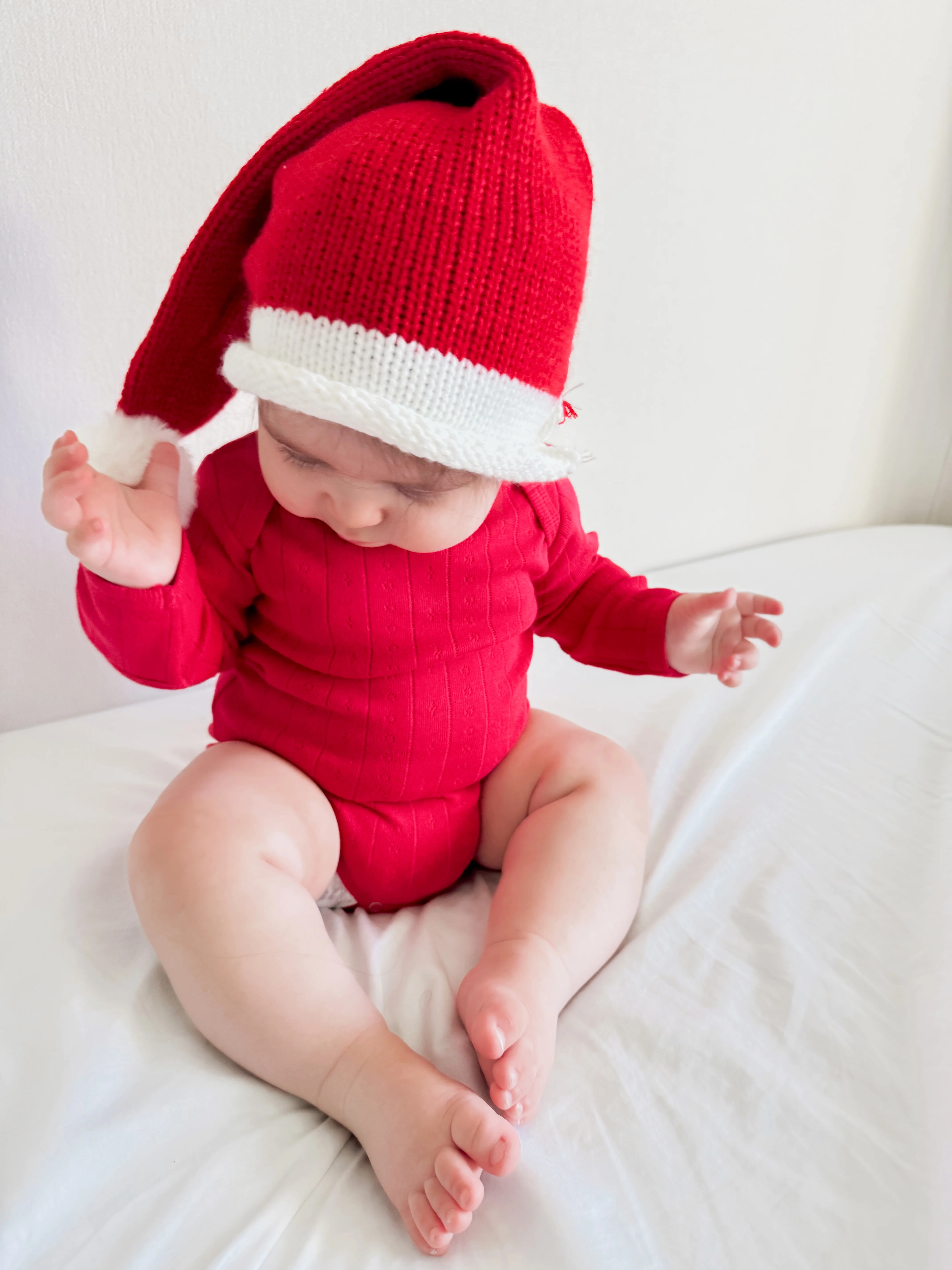 Red / Organic Pointelle Long Sleeve Bodysuit - Image 5