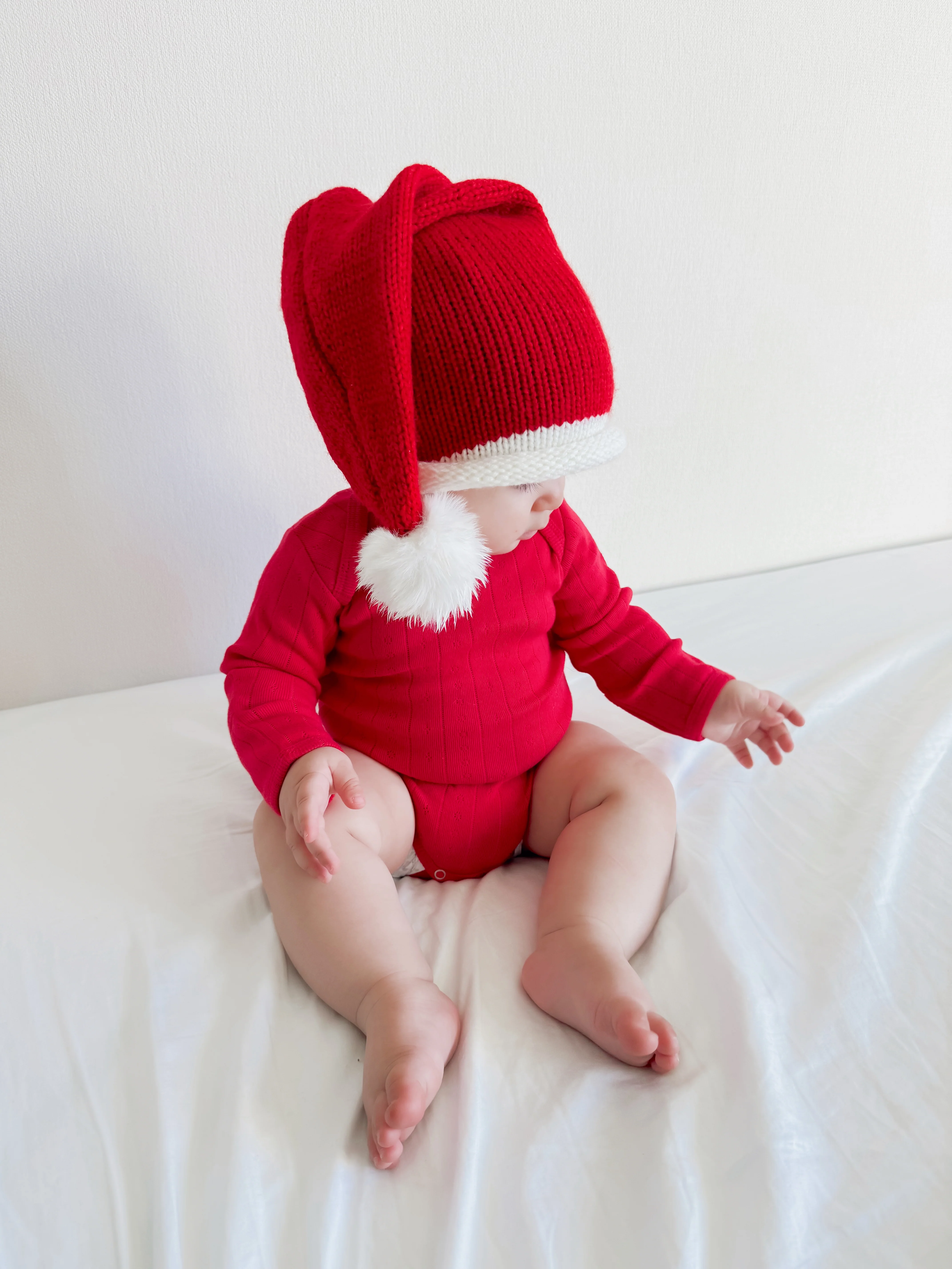 Red / Organic Pointelle Long Sleeve Bodysuit - Image 7