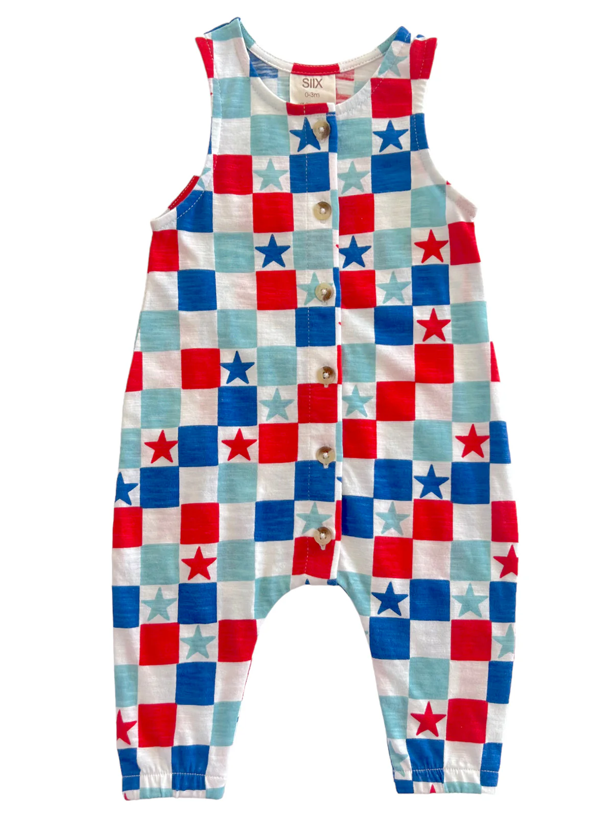 Red, White & Blue Checkerboard / Organic Bay Jumpsuit - Image 2