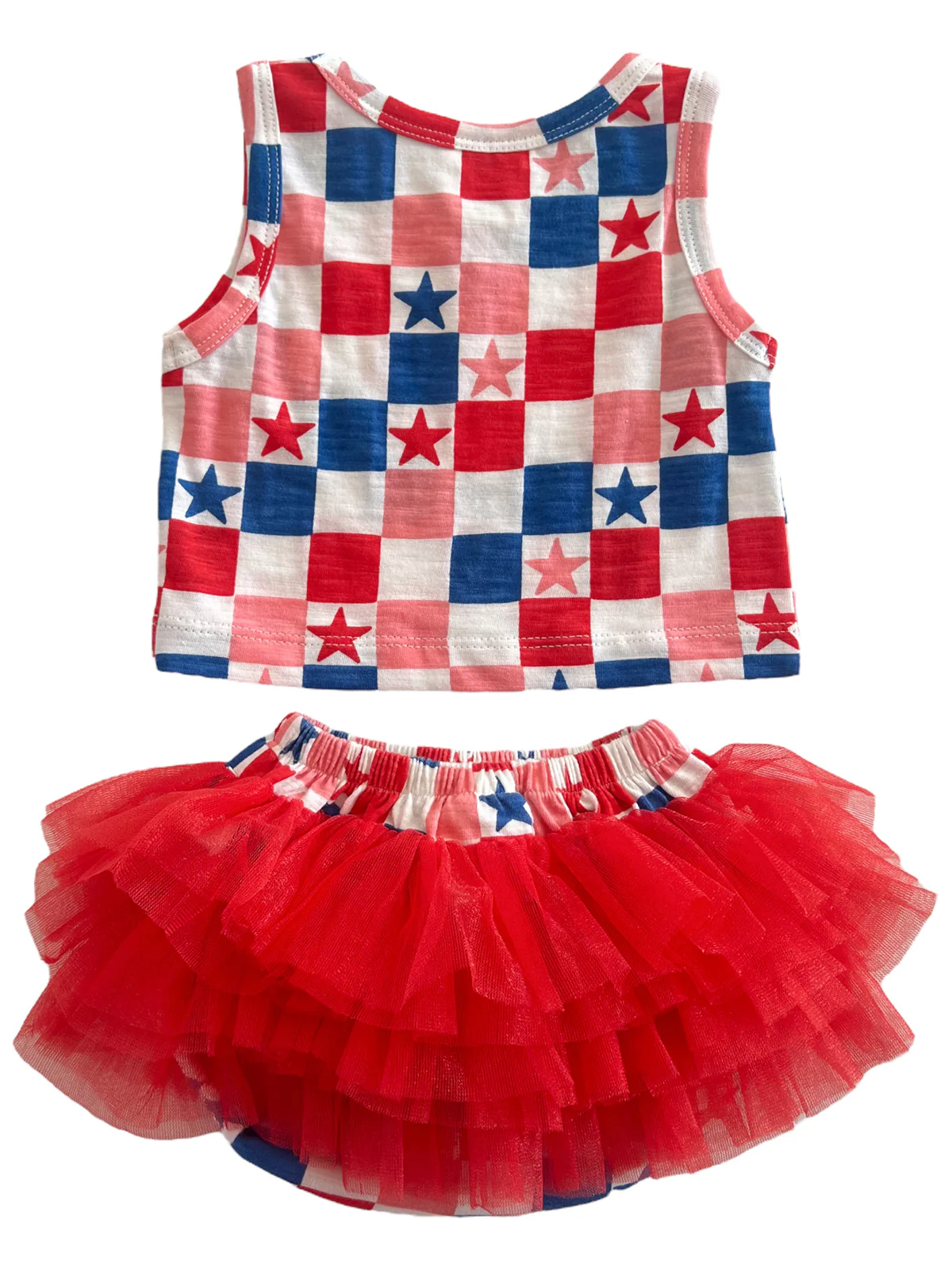 Red, White, Blue & Pink Checkerboard / Organic Tutu Bloomer Set - Image 3