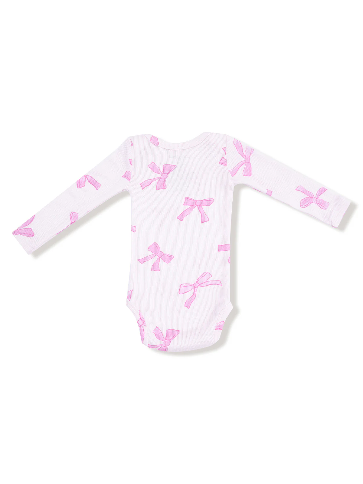 Ribbed Long Sleeve Bodysuit, Pretty Bows - Image 2