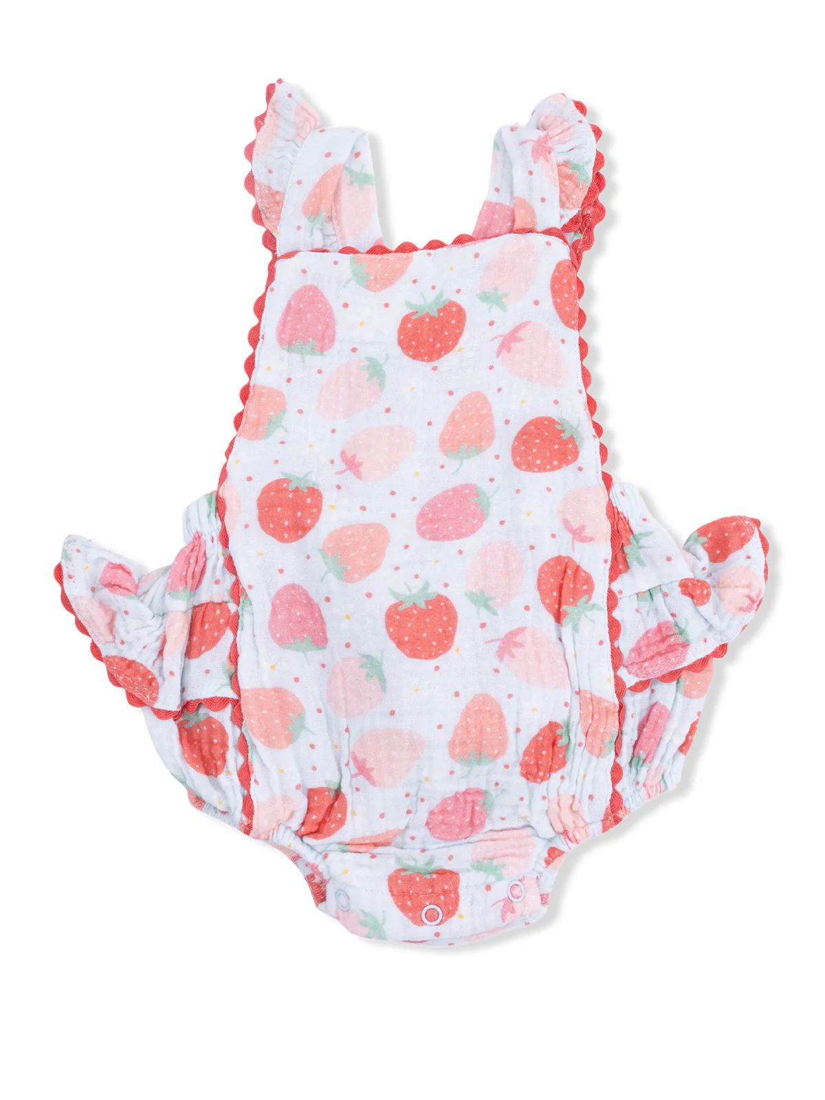 Ric Rac Ruffle Sunsuit, Strawberry Bliss - Image 2