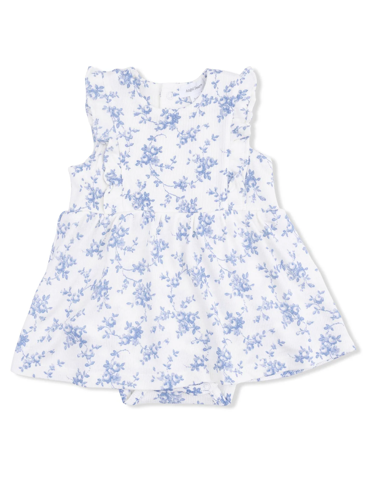 Ruffle Bodysuit Dress, Baby Blue Vines Floral