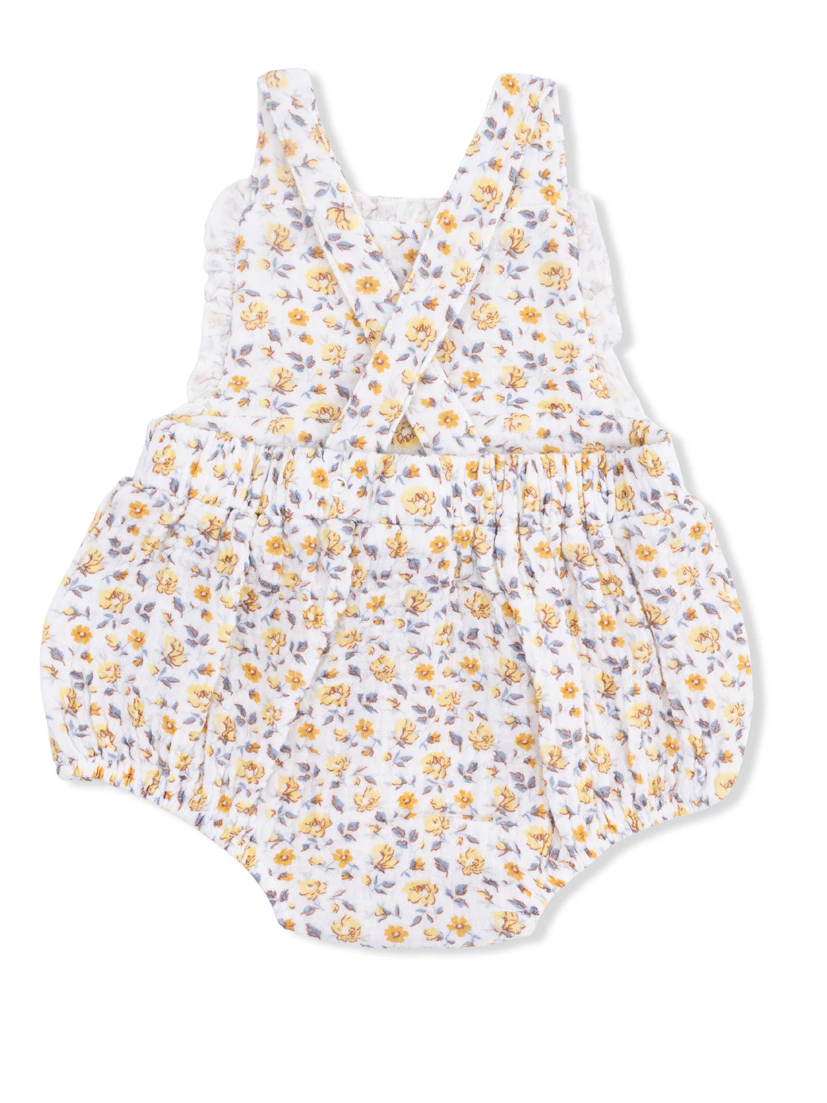 Ruffle Bubble Sunsuit, Yellow Country Roses - Image 3