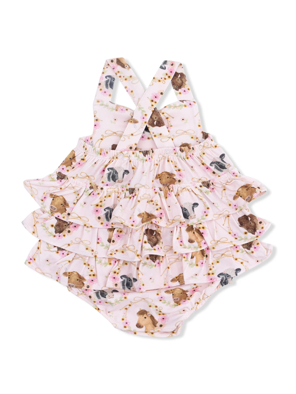 Ruffle Sunsuit, Farm Animals Floral Cameos - Image 2