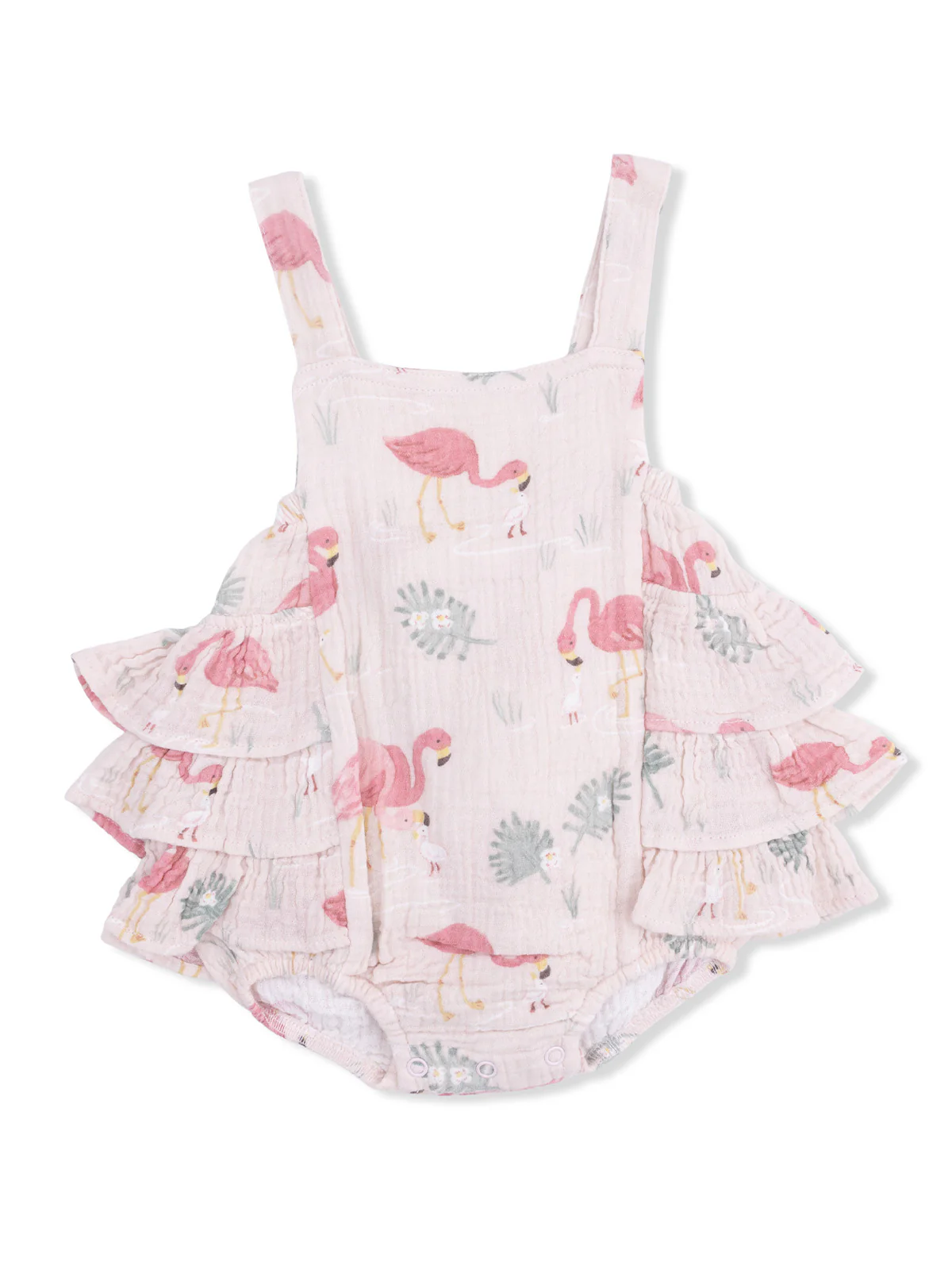 Ruffle Sunsuit, Flamingos