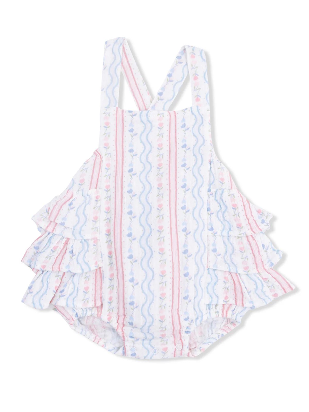 Ruffle Sunsuit, Tulip Stripe