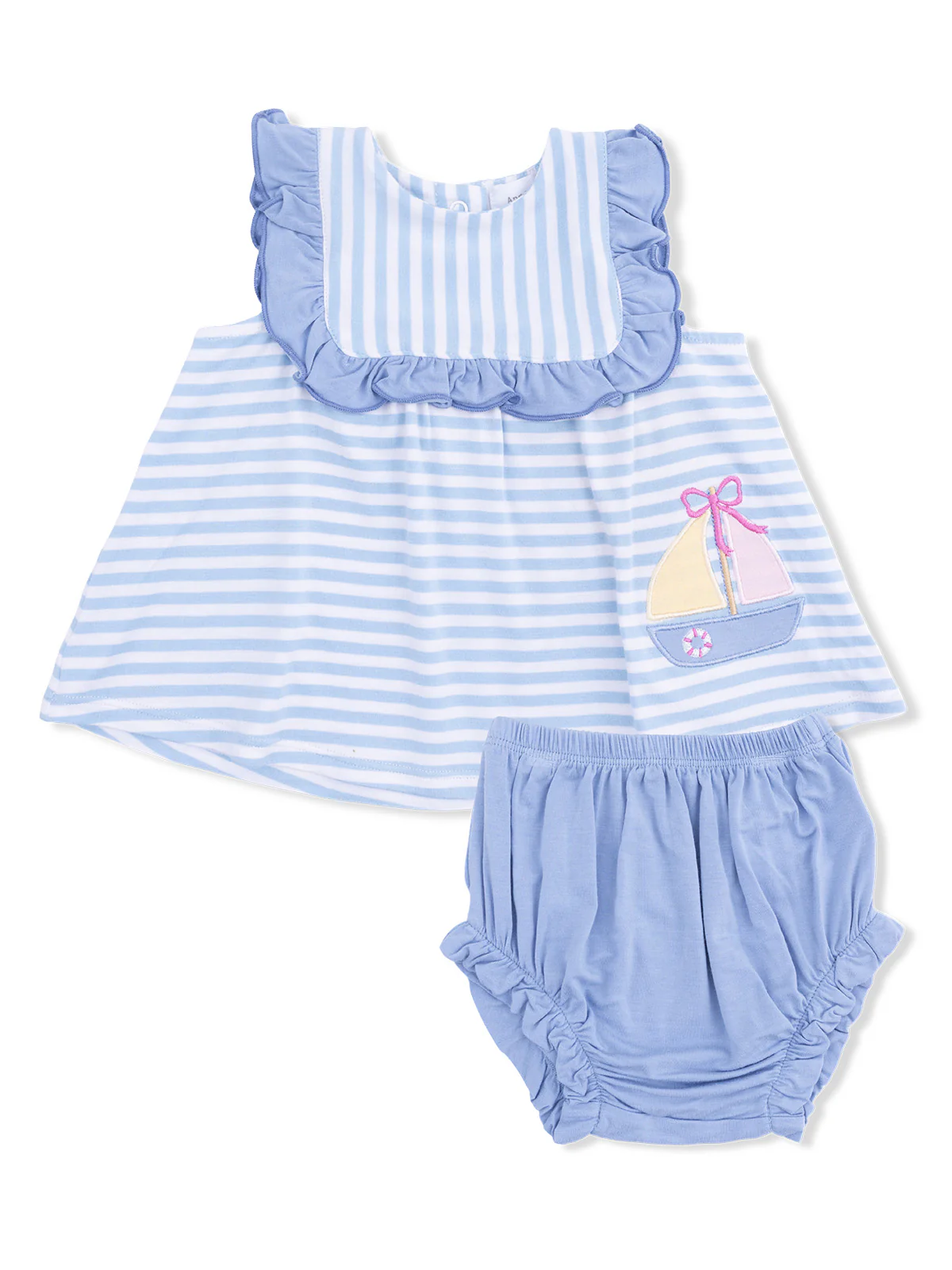 Ruffle Top & Bloomer, Bubbly Sailboat Stripe - Image 2