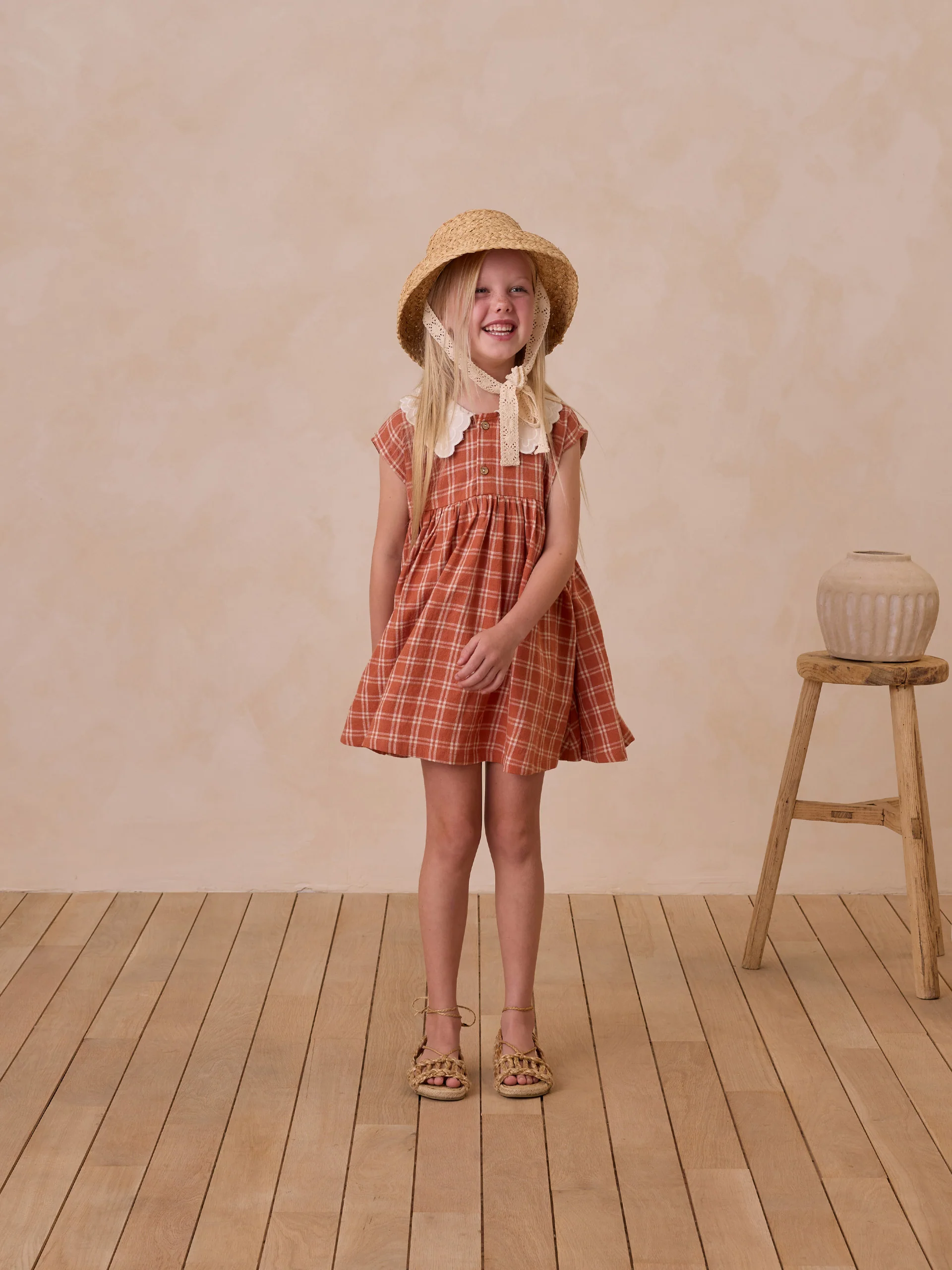 Rylee & Cru Collared Babydoll Dress, Poppy Check - Image 5