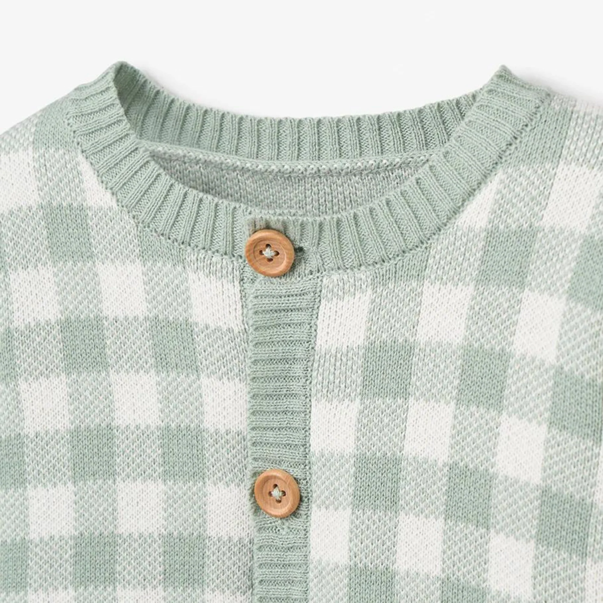 Sage Gingham Cardigan - Image 2
