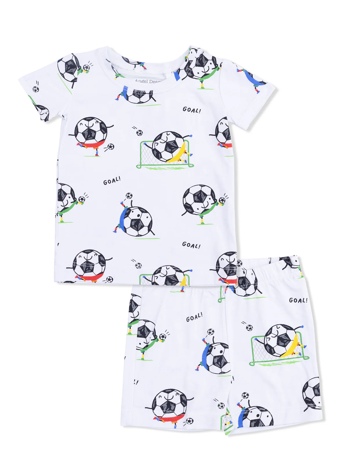 Short Loungewear Set, Soccer Balls Playing Soccer Blue